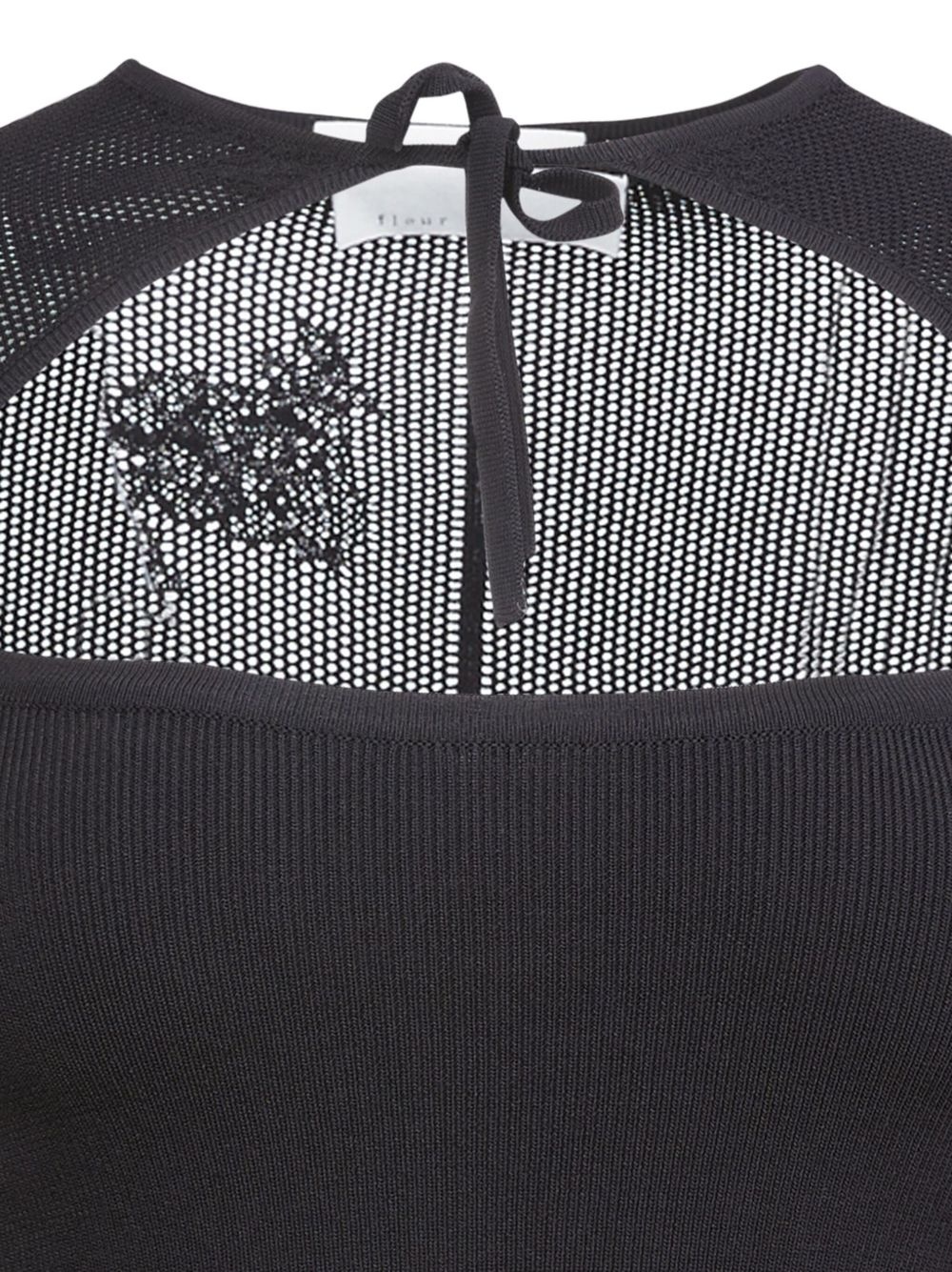 pointelle-knit decollette top - 2
