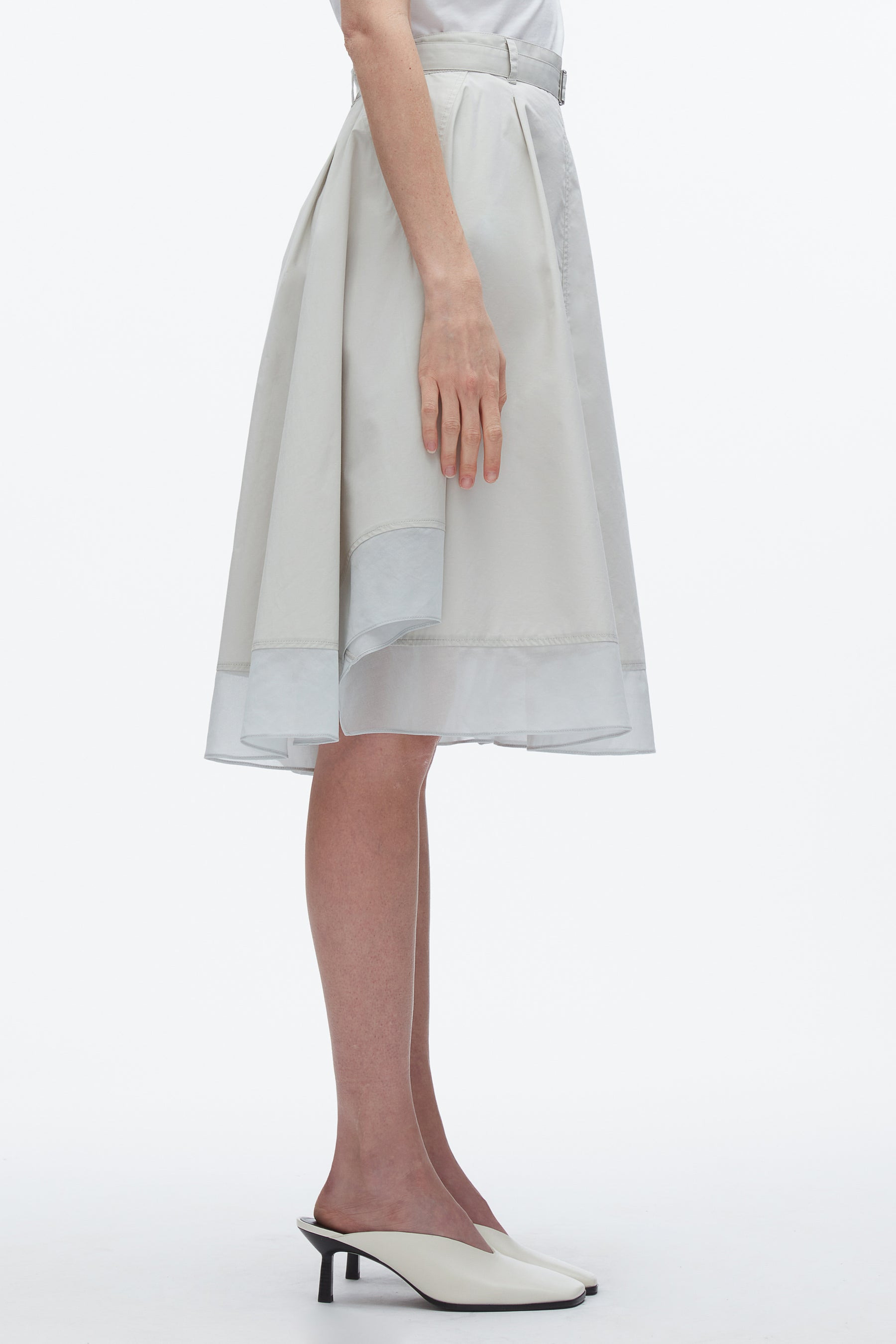 Belted Flounce Skirt with Chiffon Combo - 4