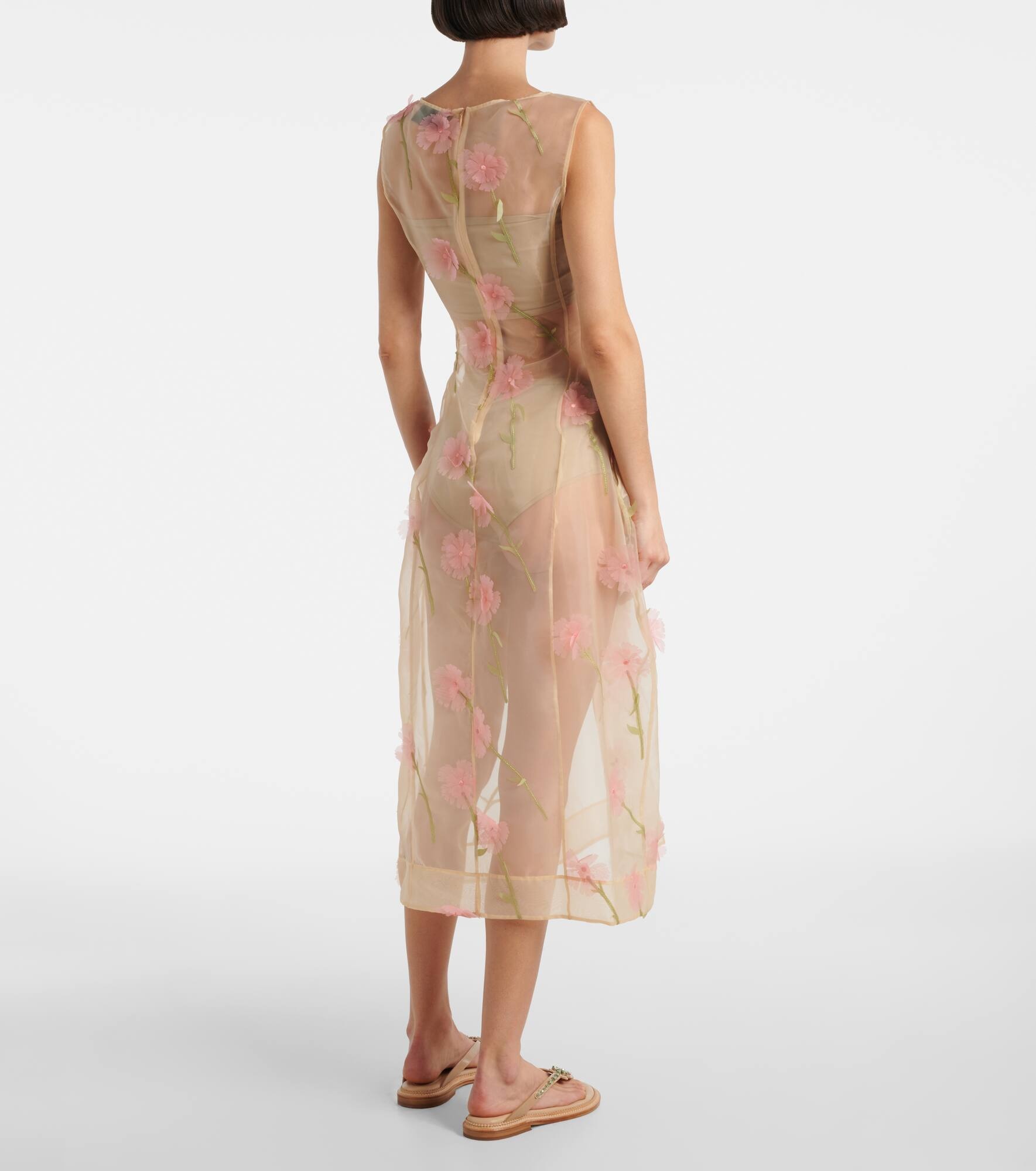 Sculpted Carnation organza midi dress - 3