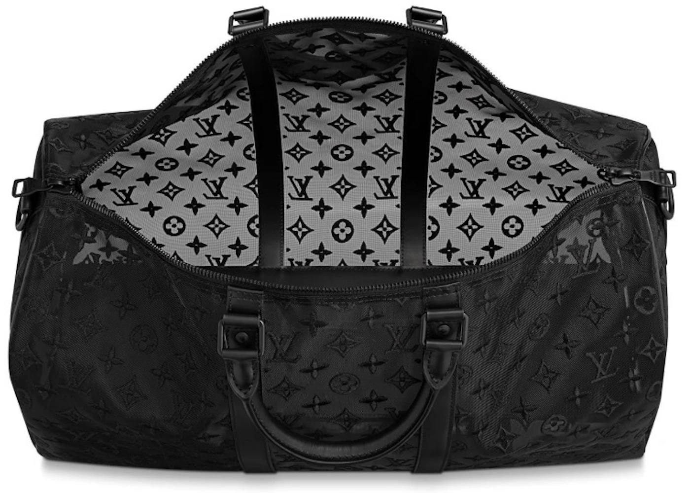 Louis Vuitton Keepall Bandouliere Monogram Mesh 50 Black - 3