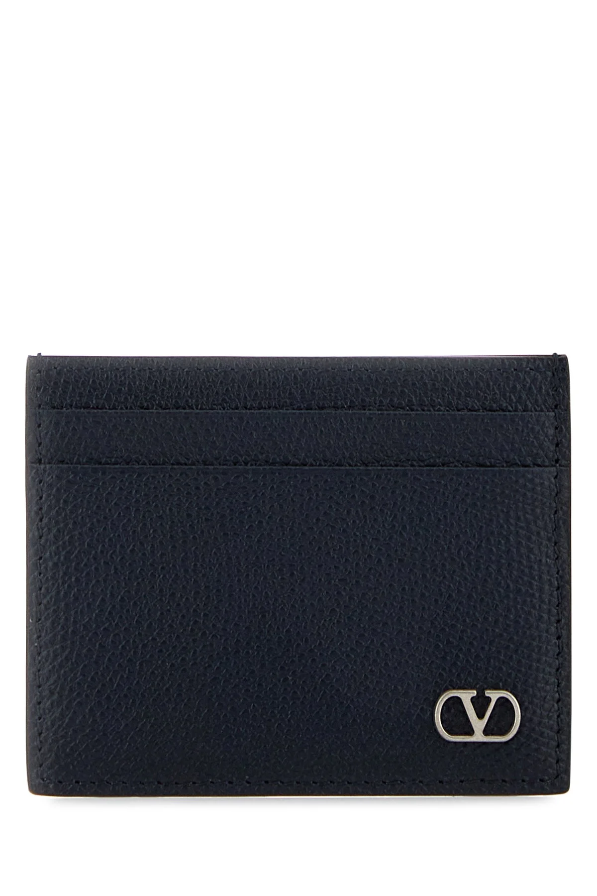 Midnight blue leather VLogo Signature card holder - 1