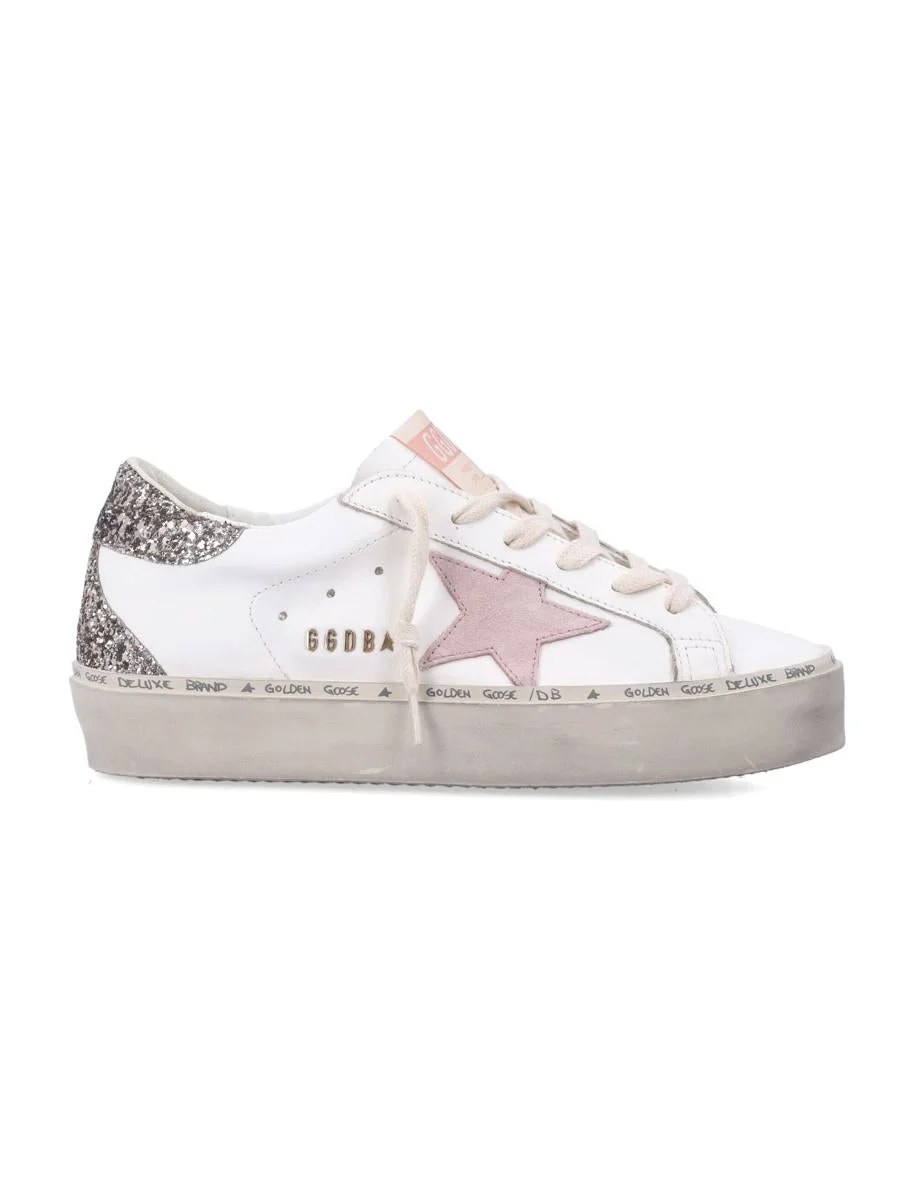 Golden Goose Hi Star White Pink Leather And Glitter Woma'S Sneakers - 1