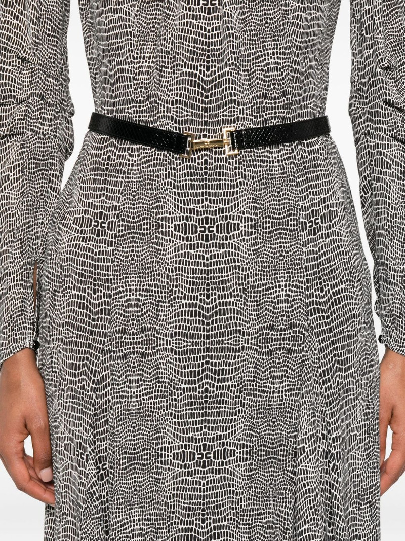 python-print belted asymmetric dress 5