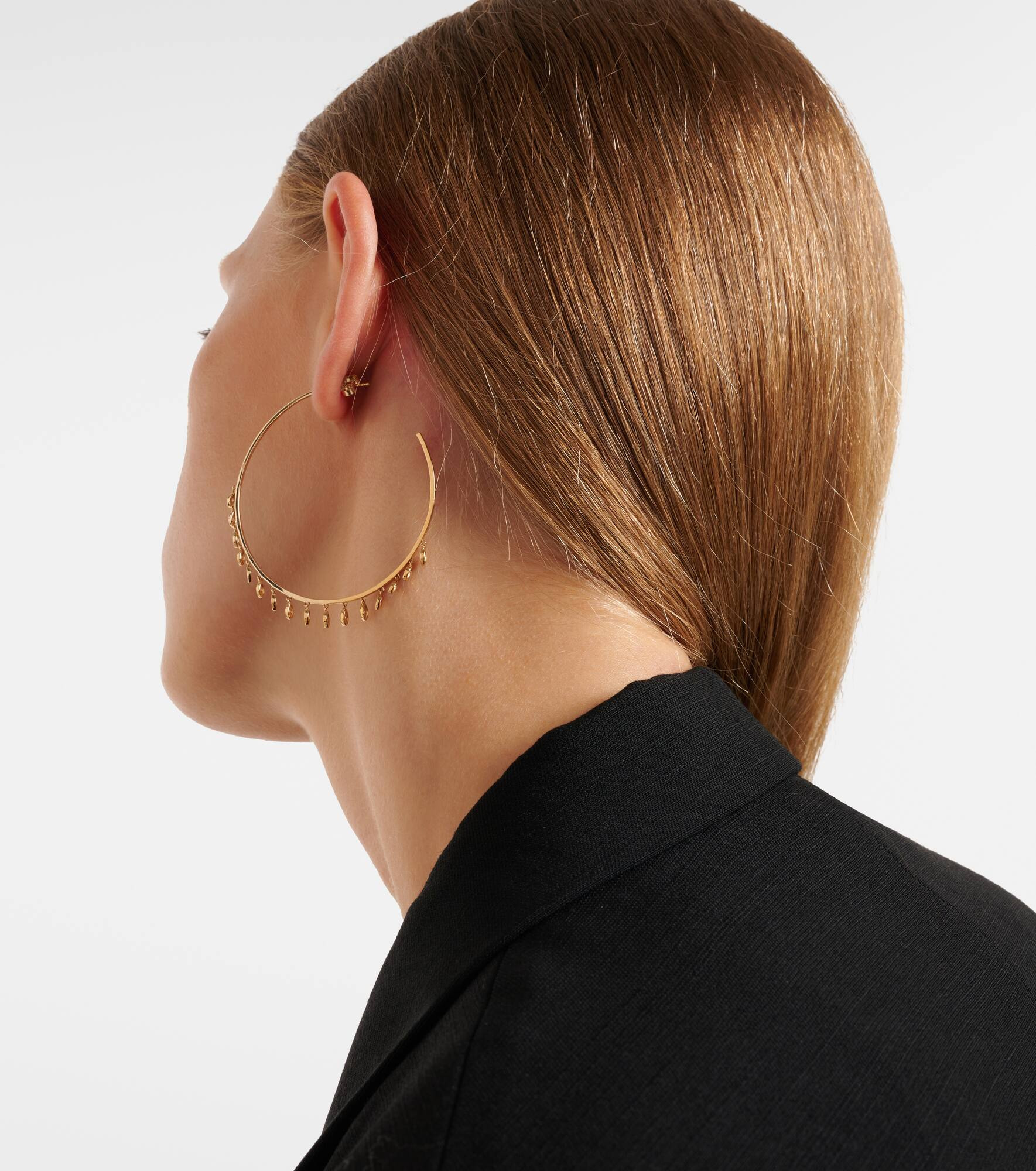 14kt gold hoop earrings with diamonds - 2