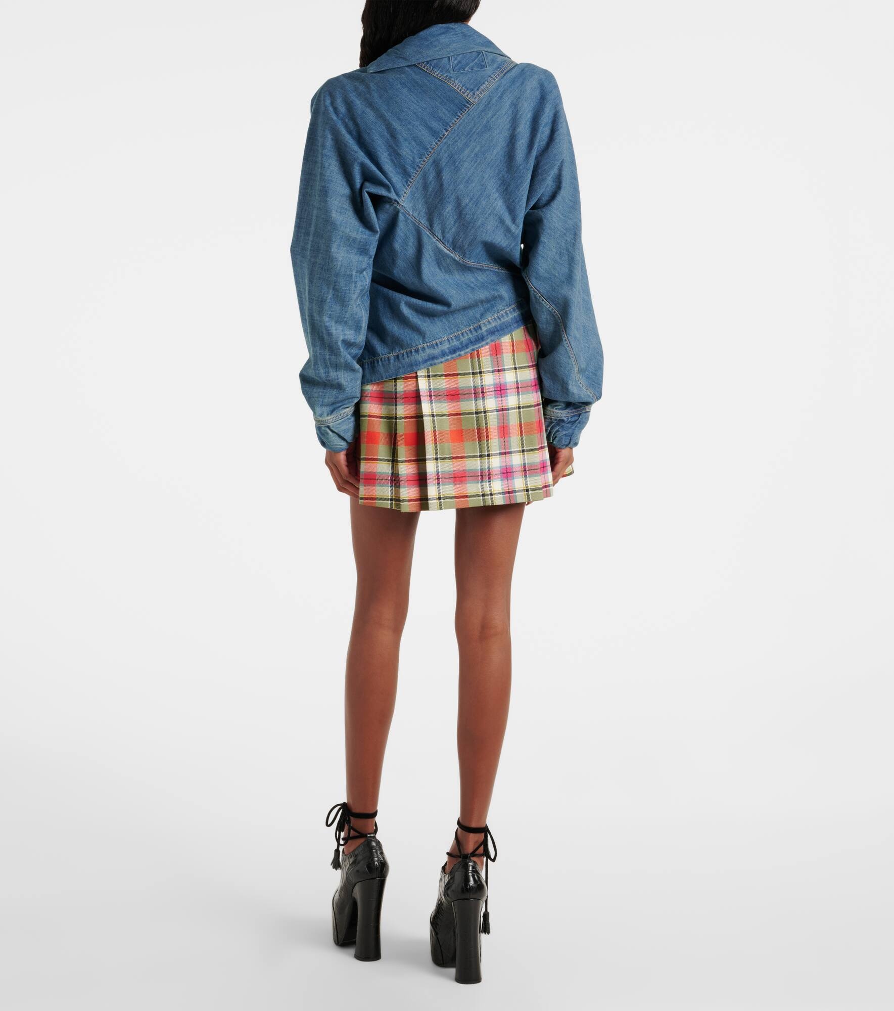 【Vivienne Westwood】 Natalia croppedコットン chambrayシャツ Natalia cropped cotton chambray shirt in blue - Vivienne