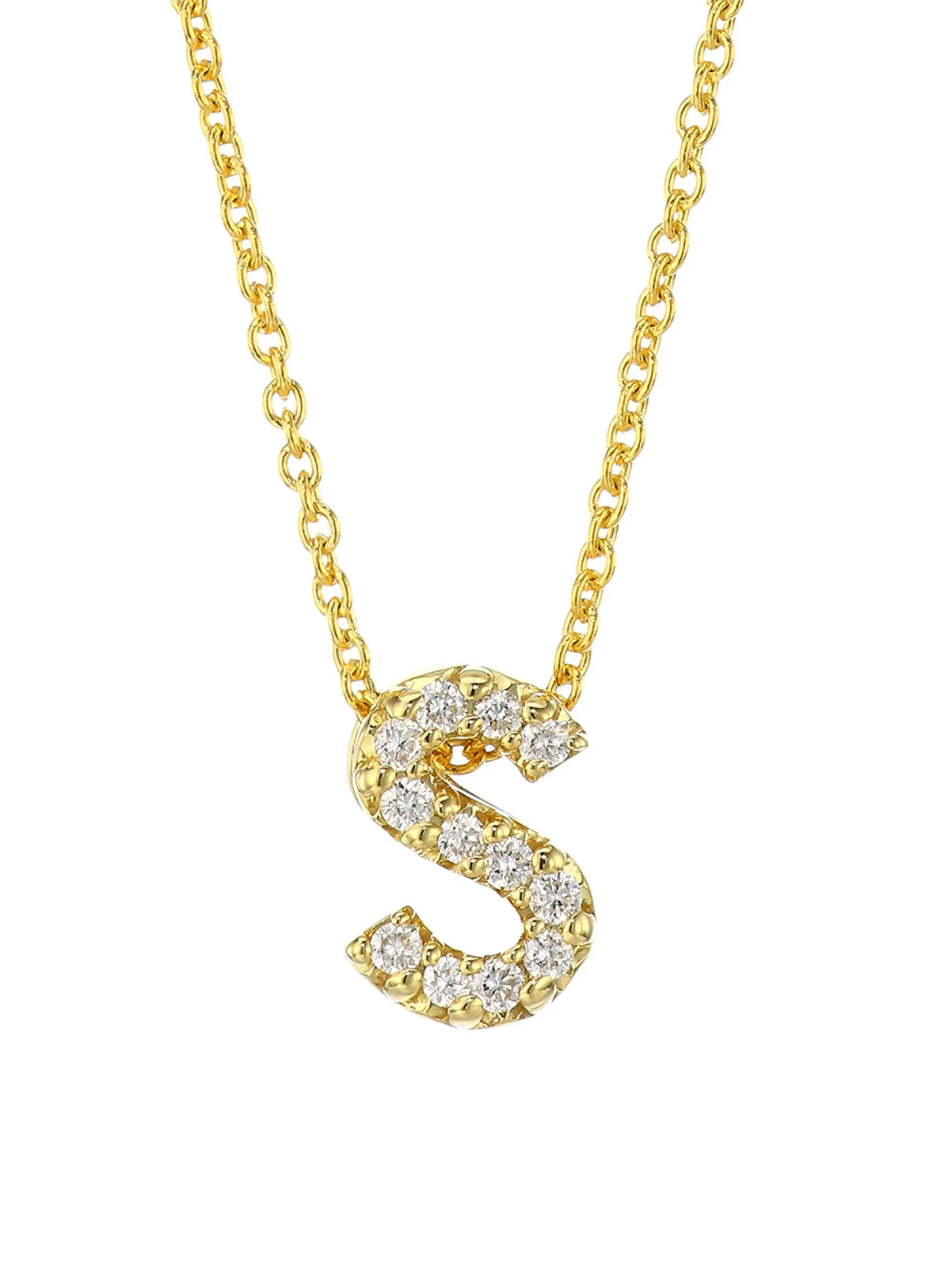 Women's Tiny Treasures Diamond & 18K Yellow Gold Initial Necklace - Initial S - 1