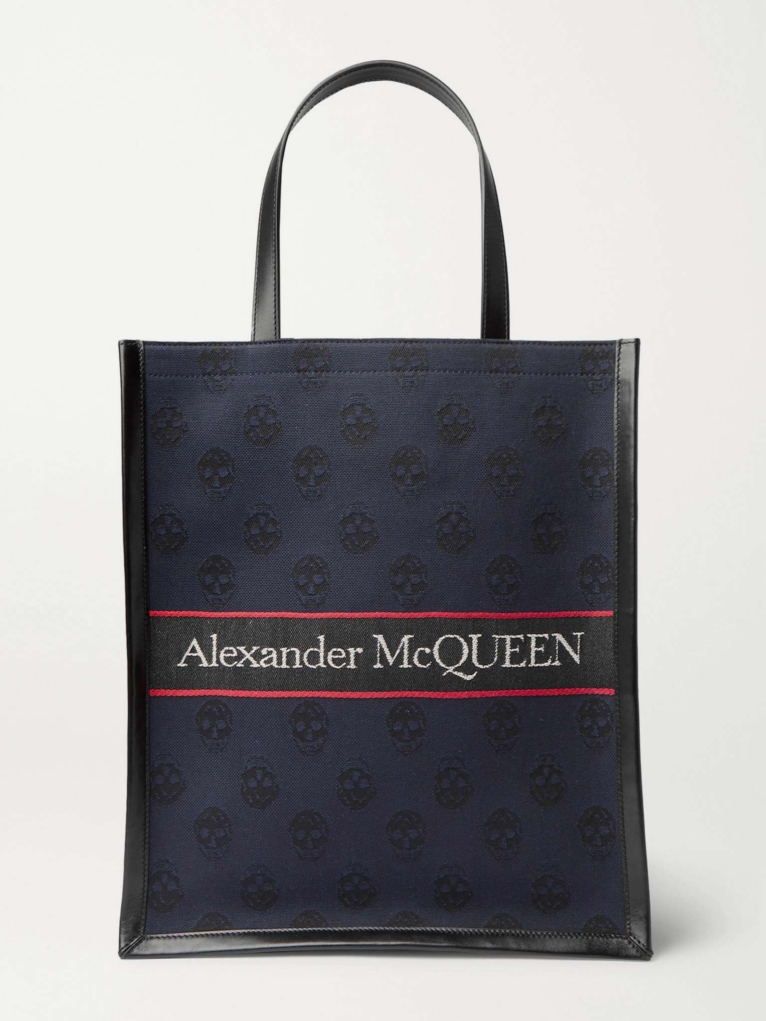 Logo-Jacquard Leather Tote Bag - 1