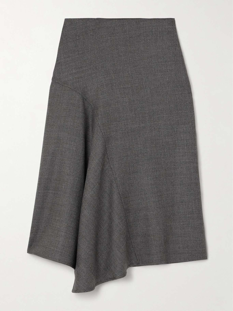 Paneled asymmetric wool midi skirt - 1