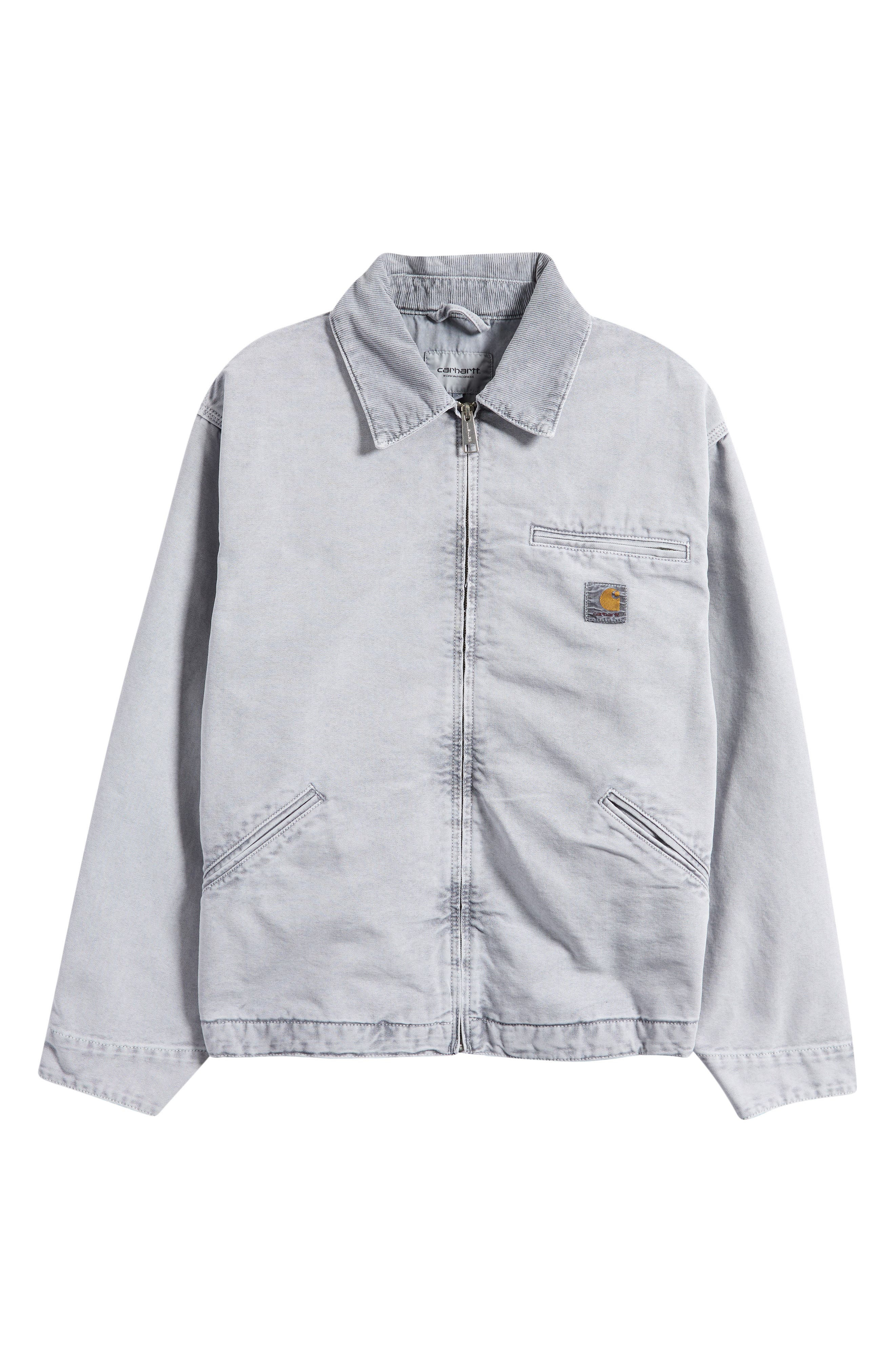Carhartt Work In Progress OG Detroit Organic Cotton Canvas Jacket in Black /Black Chalk Wash at Nord - 6