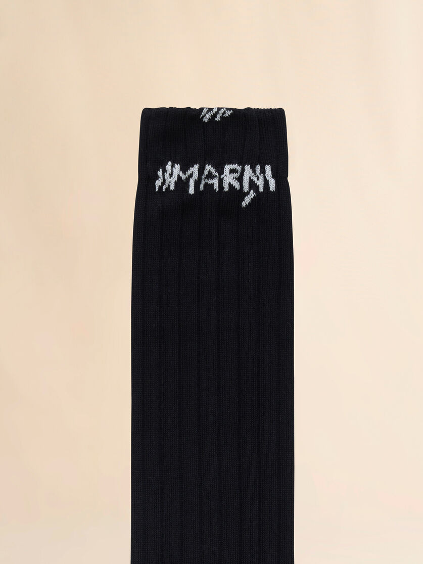 BLACK RIBBED COTTON SOCKS WITH MARNI MENDING - 3