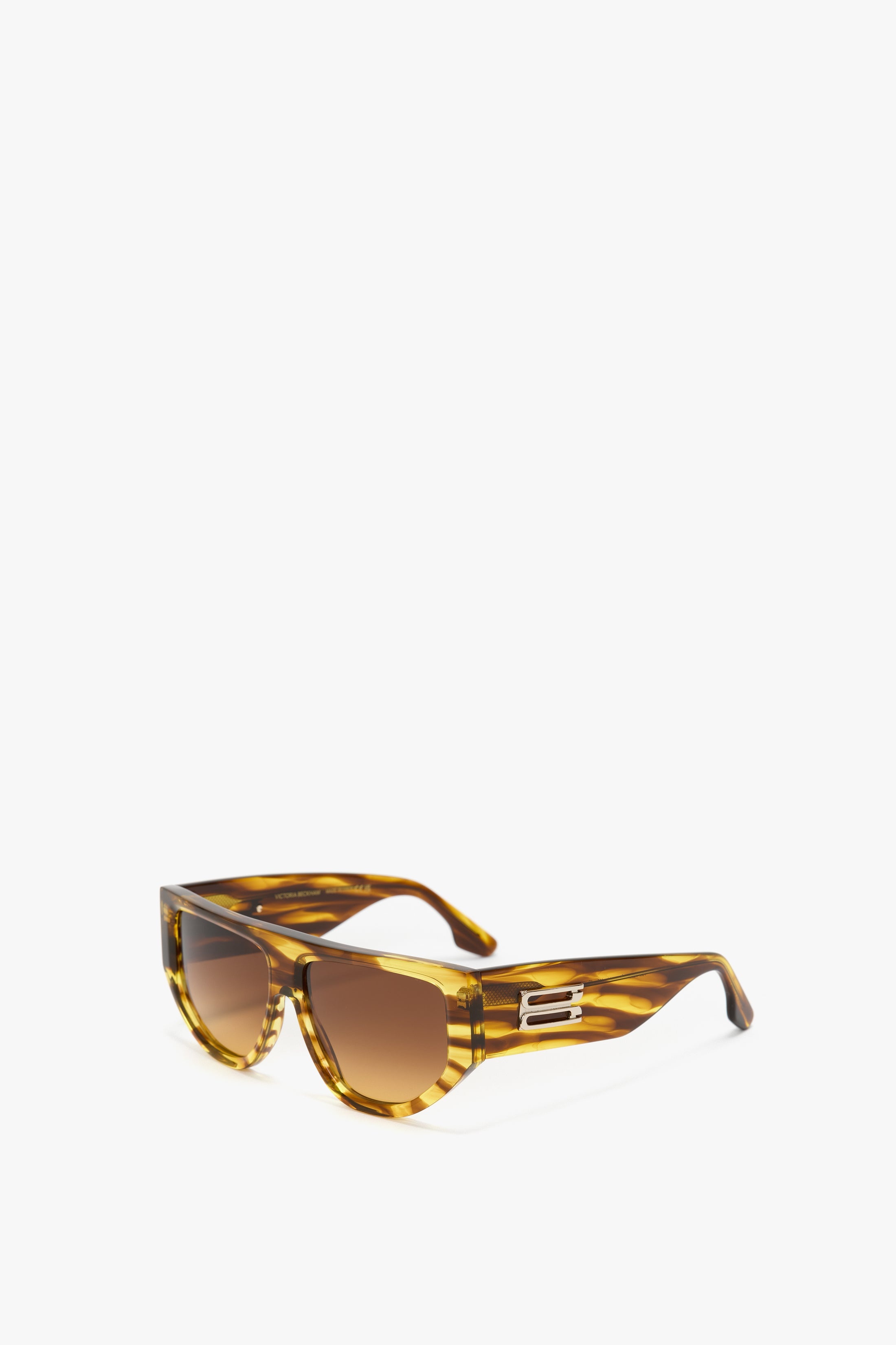 B Frame Logo Sunglasses In Striped Tobacco - 3
