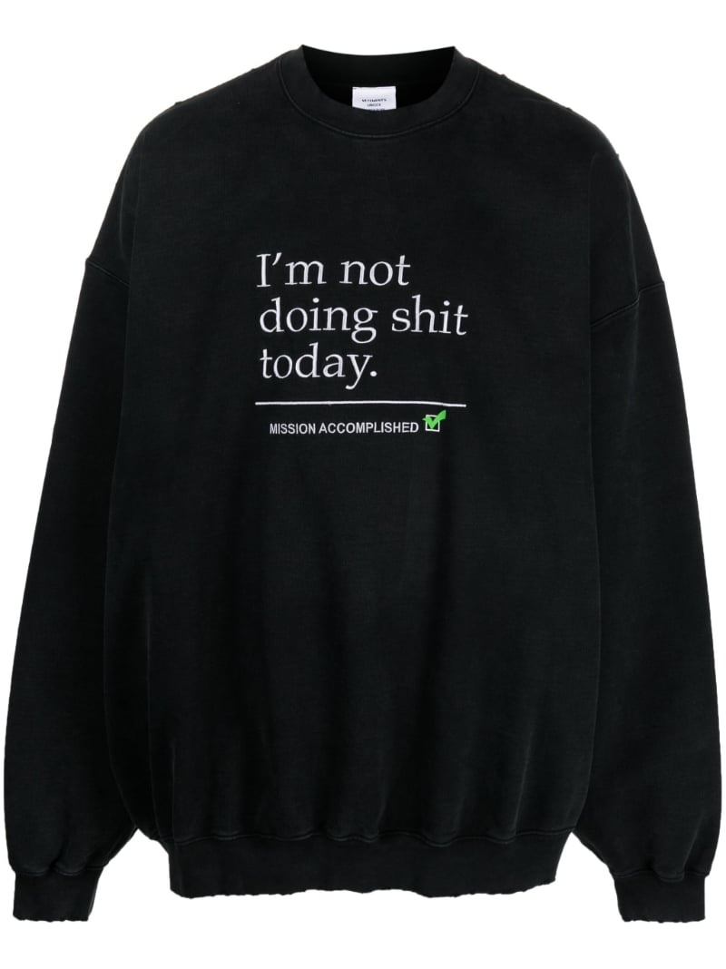 text-print crew-neck sweatshirt - 1