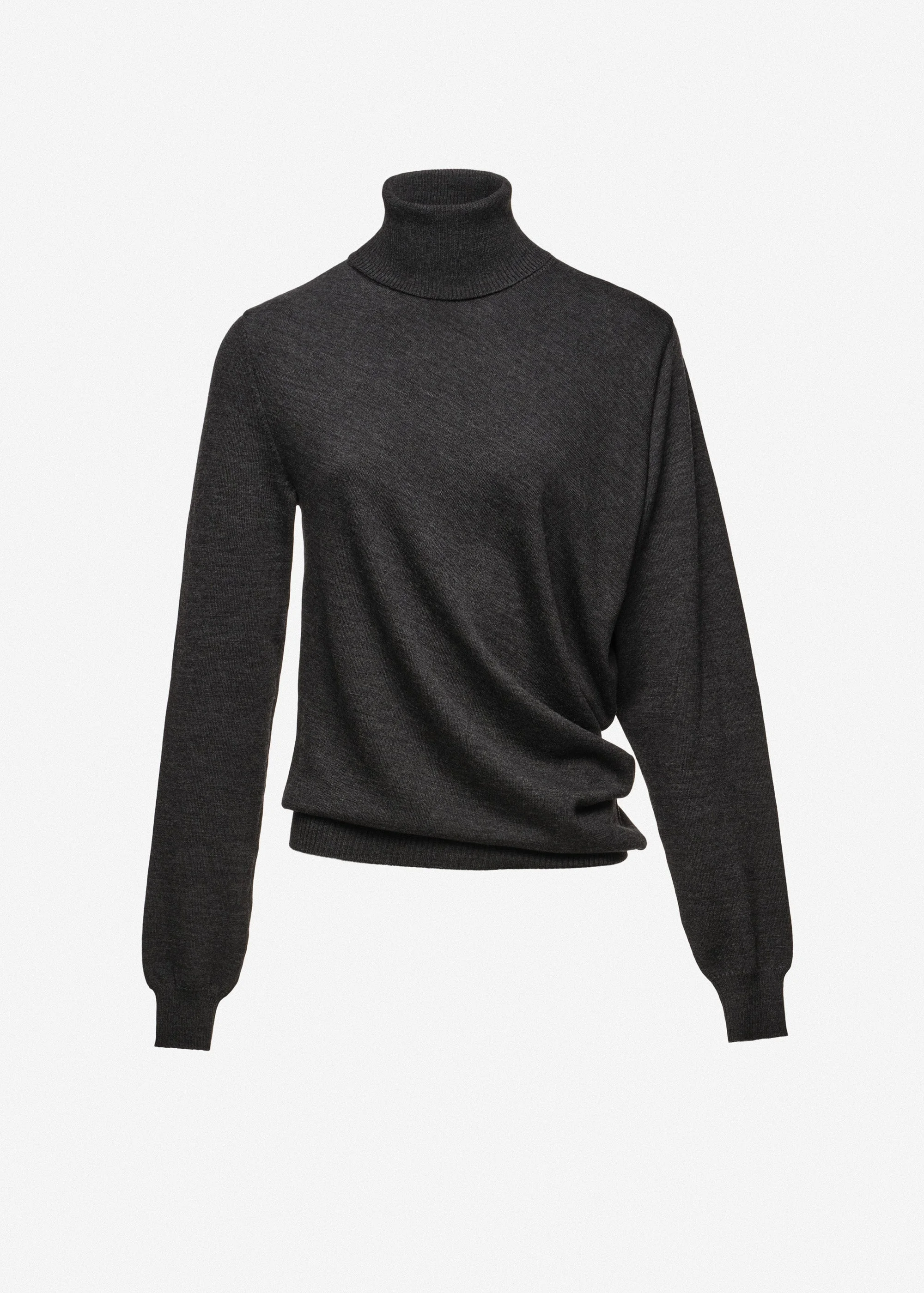 Wool draped turtleneck in grey - 1