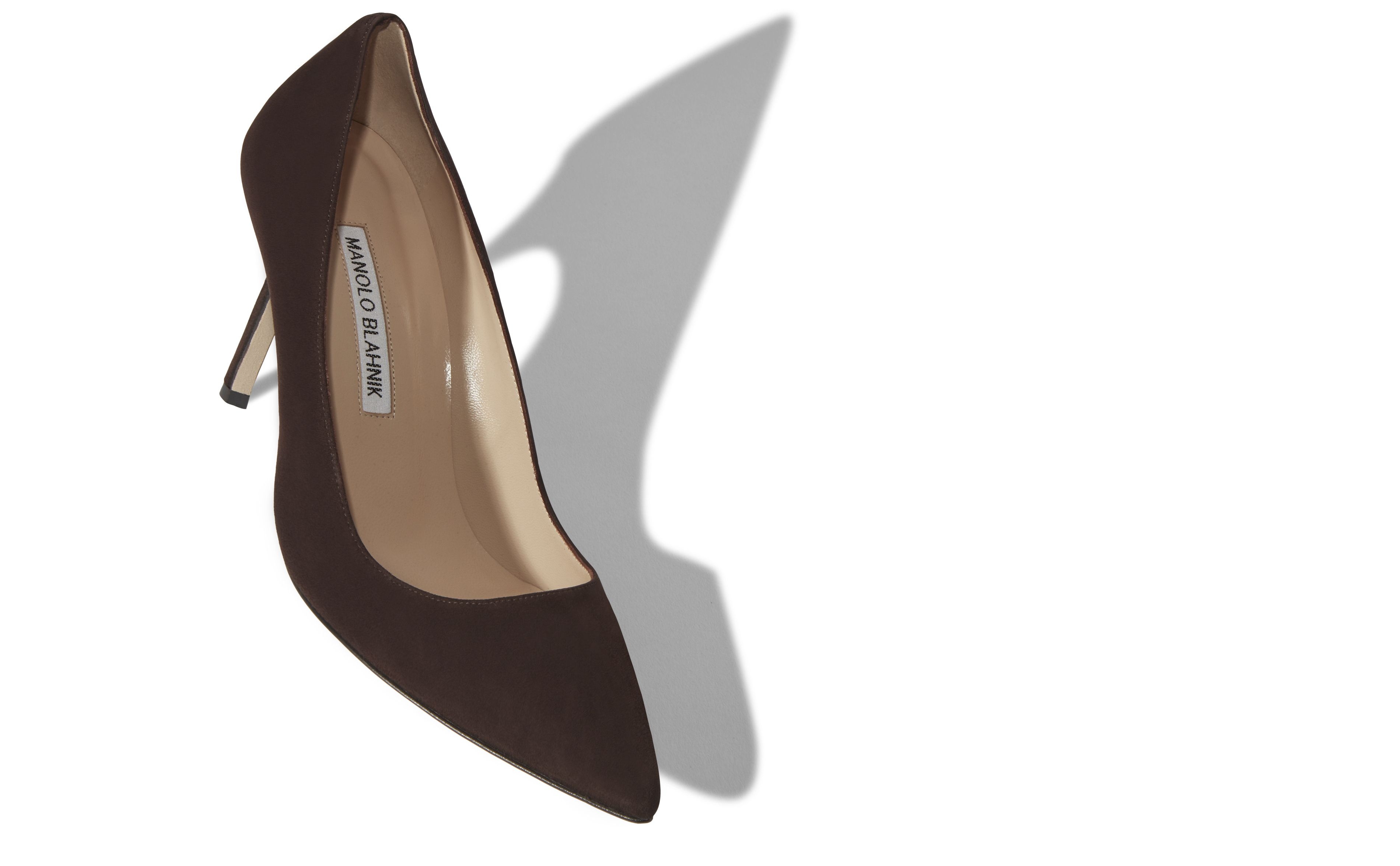 Chocolate Brown Suede Pointed Toe Pumps - 2