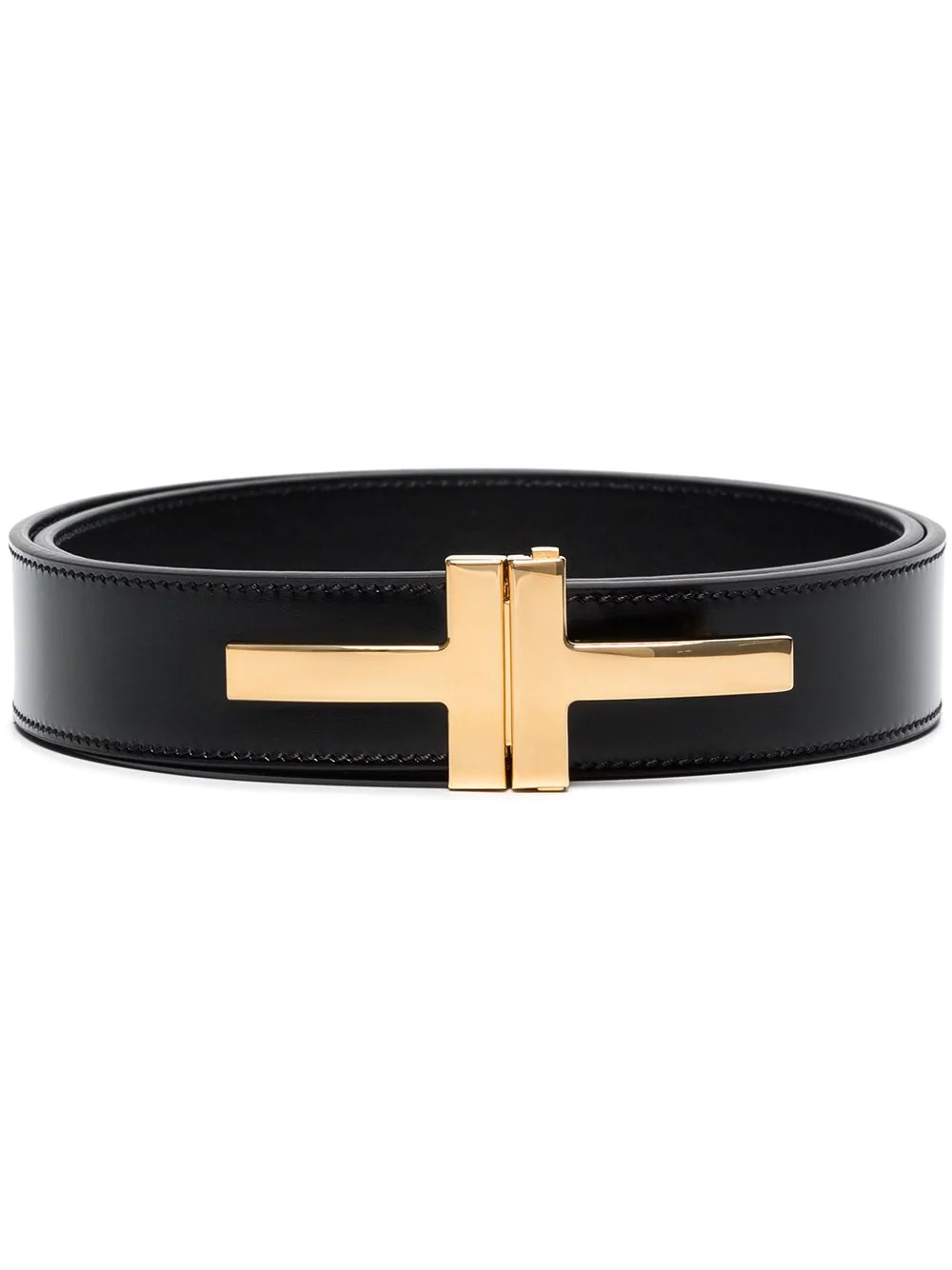 double T clasp calf leather belt - 1