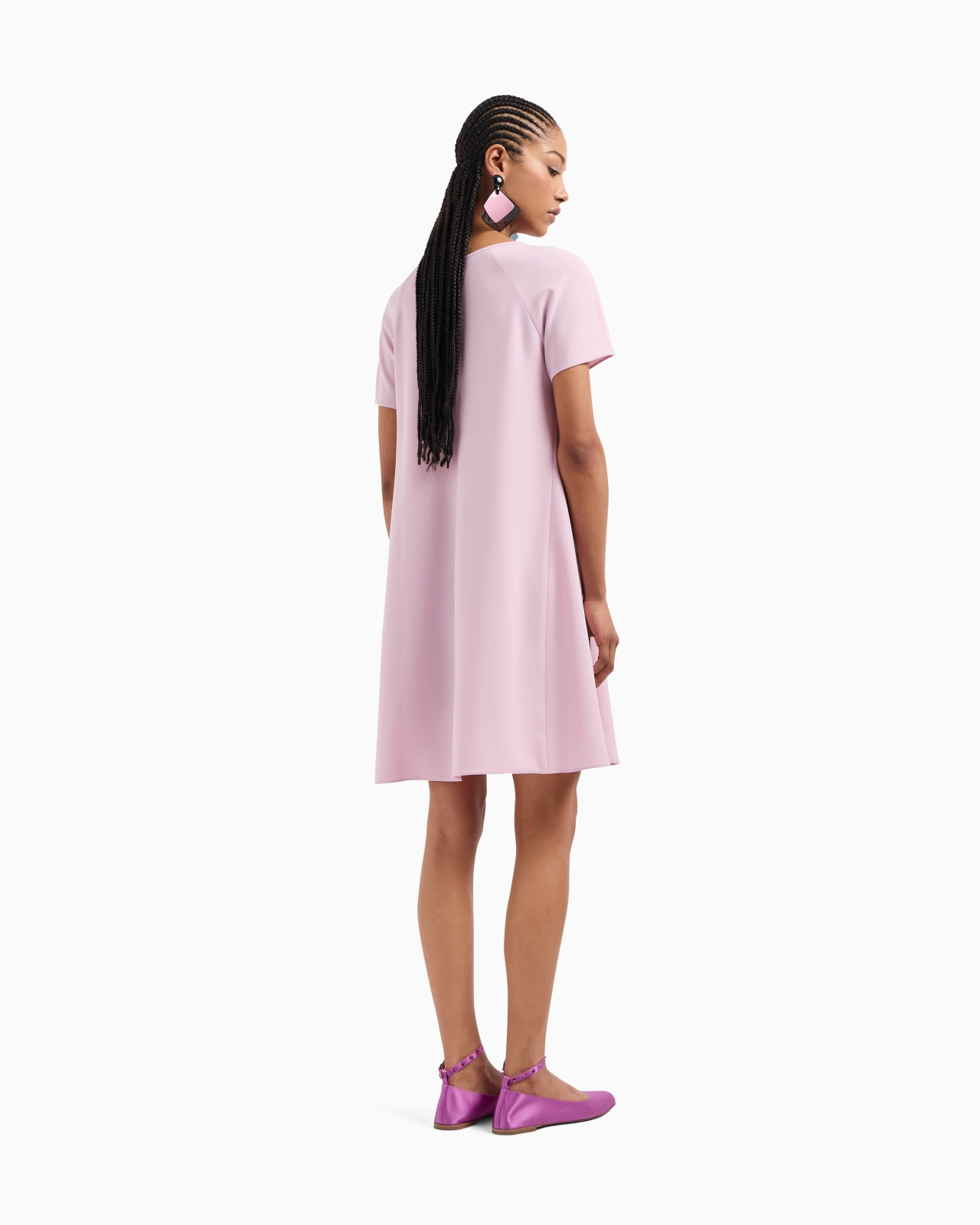 TECHNO CADY FLARED DRESS WITH OVERSIZED GODET PLEAT - 3