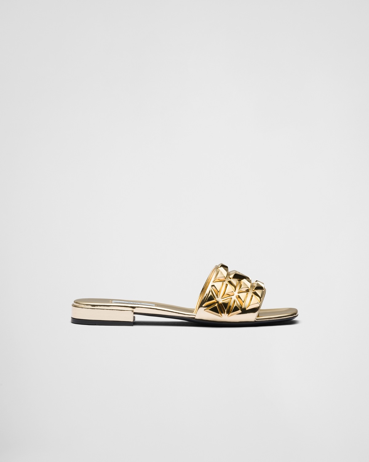 Studded metallic leather slides - 1