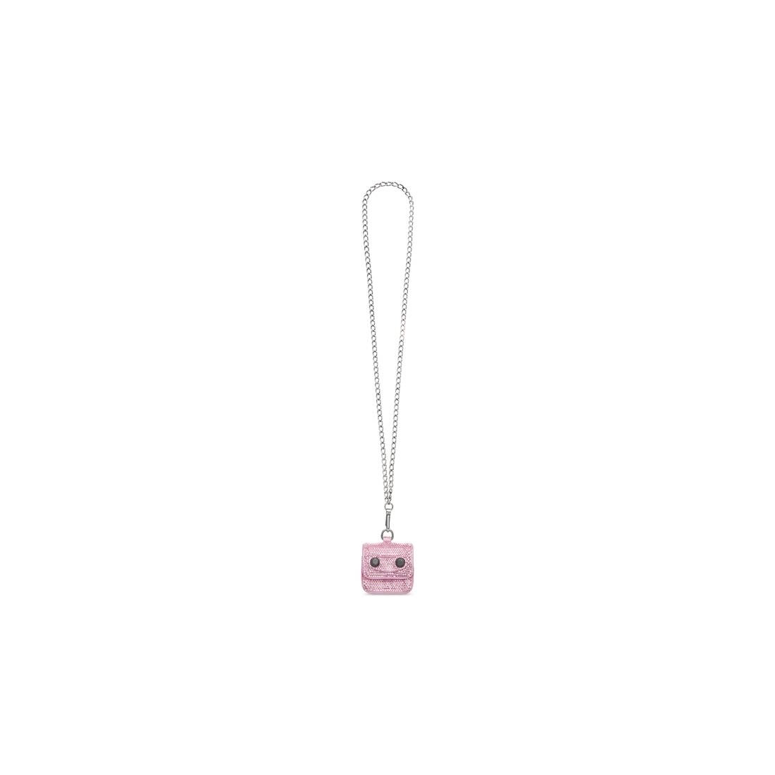 Women's Le Cagole Flap Earpods With Chain And Rhinestones  in Light Pink - 1