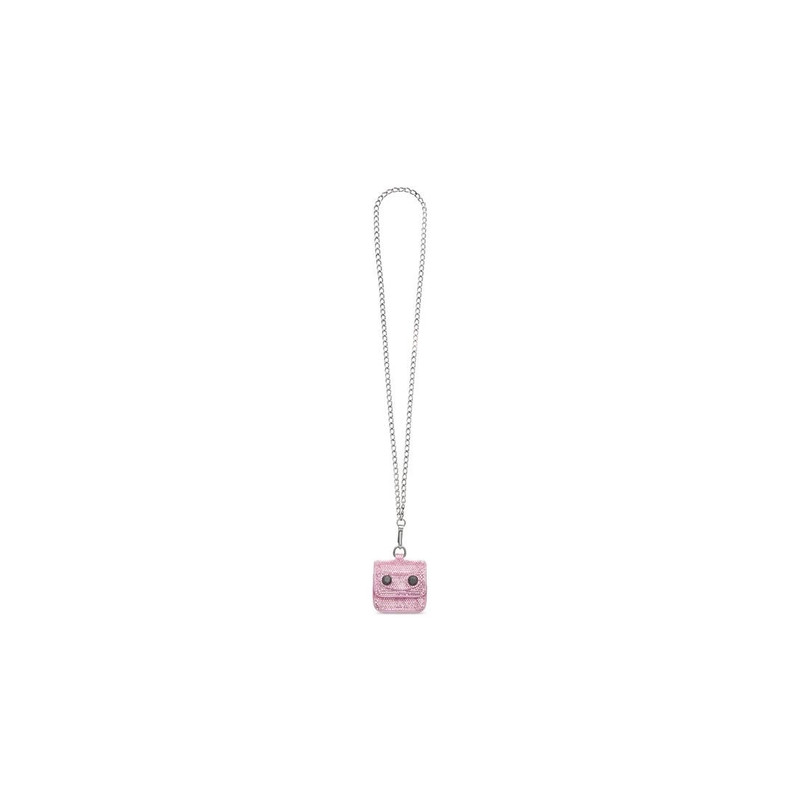 Women's Le Cagole Flap Earpods With Chain And Rhinestones  in Light Pink 1
