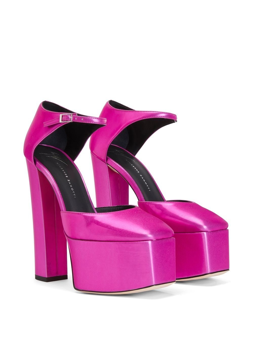 metallic-effect block-heel pumps - 2