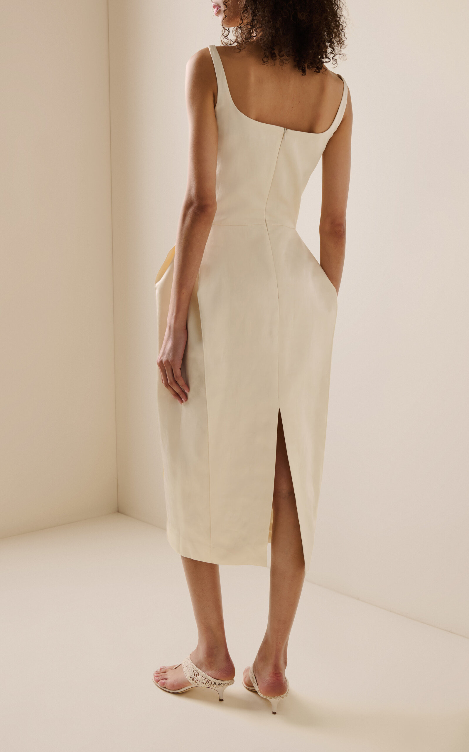 Jewel Neck Midi Dress ivory - 4