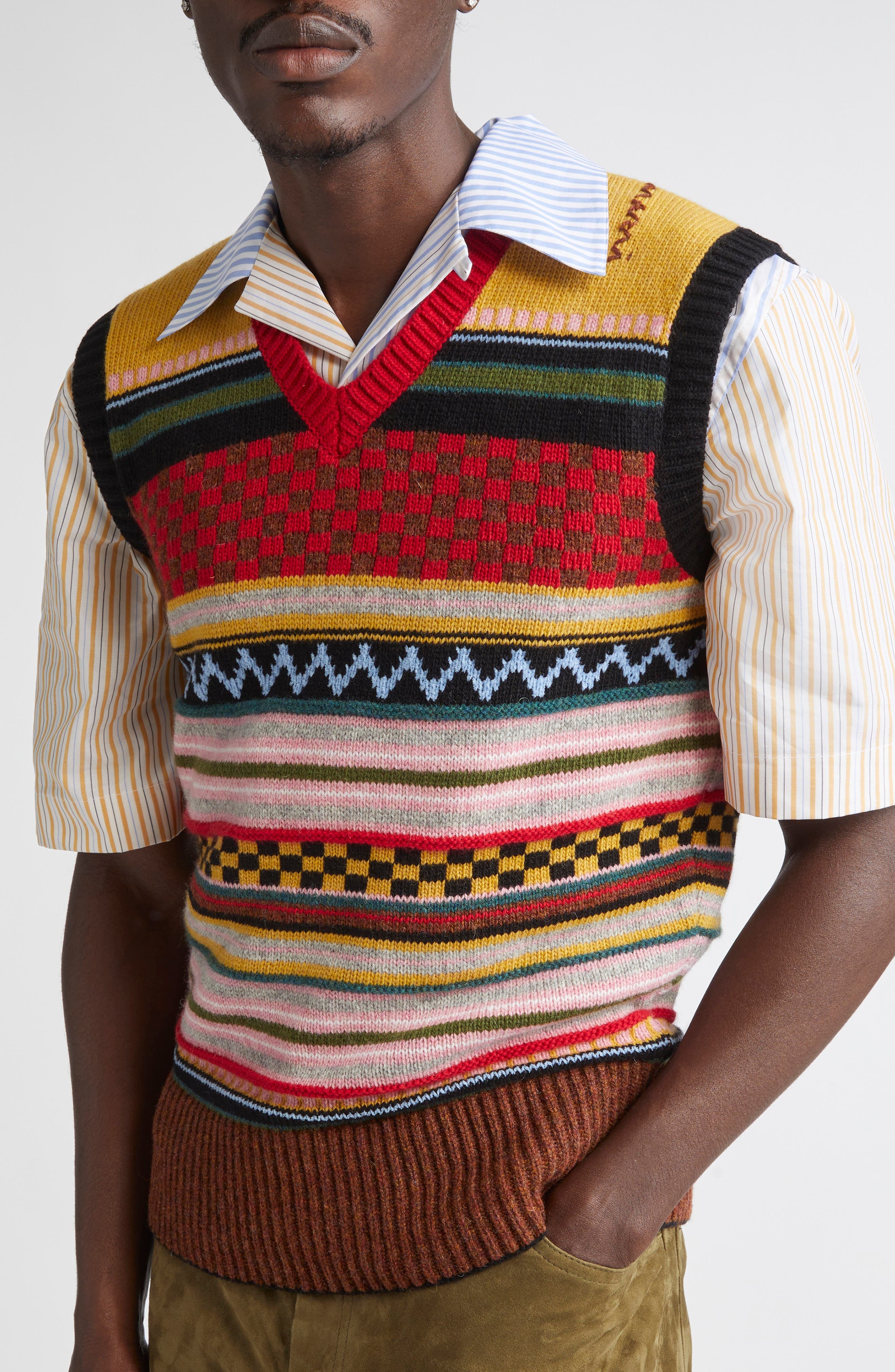 Marni V-Neck Sweater Vest in Multicolor at Nordstrom - 5
