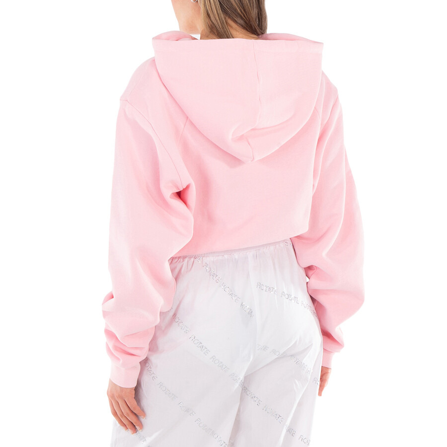 Rotate Ladies Almond Blossom Rhinestone-Studded Logo Cropped Hoodie - 6