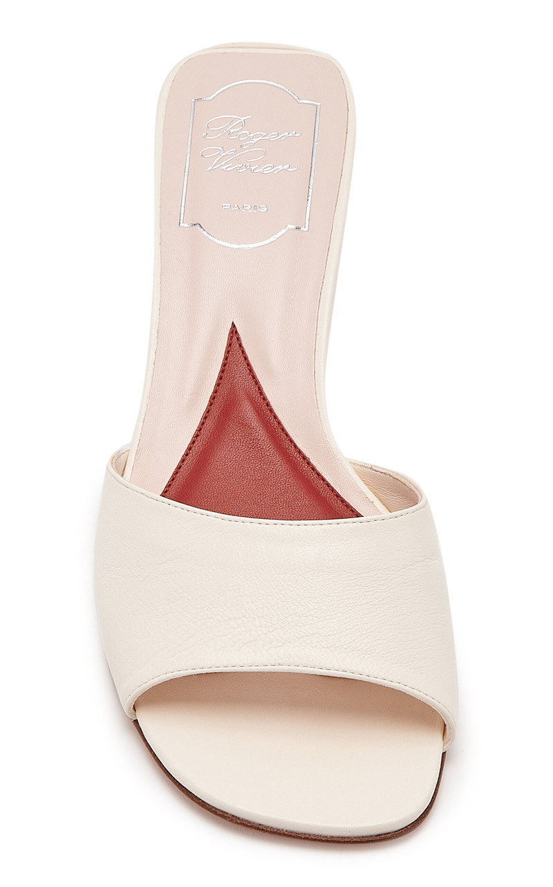 Roger Vivier Strass-Detailed Leather Mules white outlook