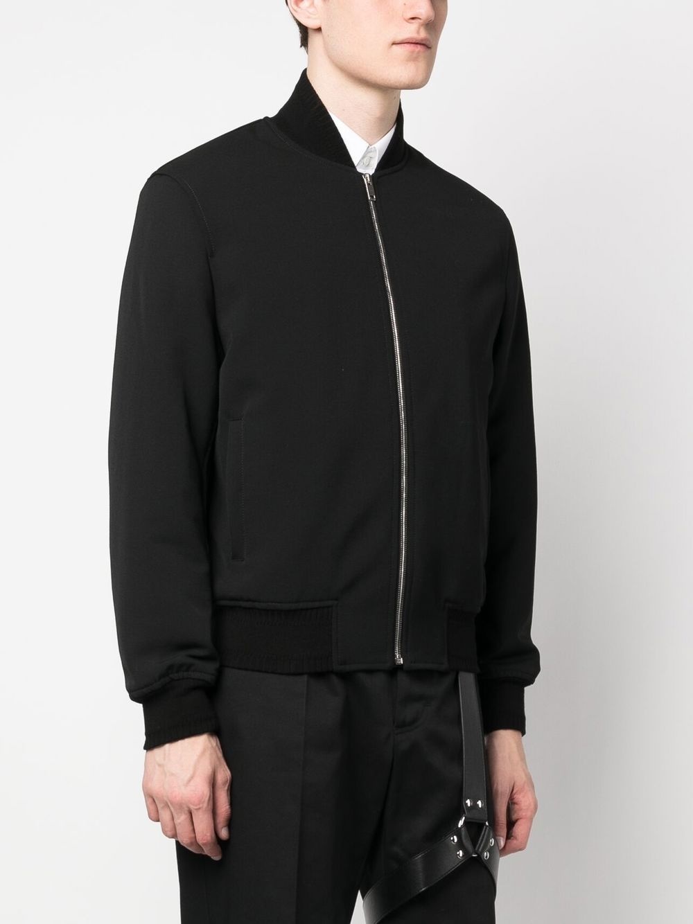 wool logo lettering bomber jacket - 3