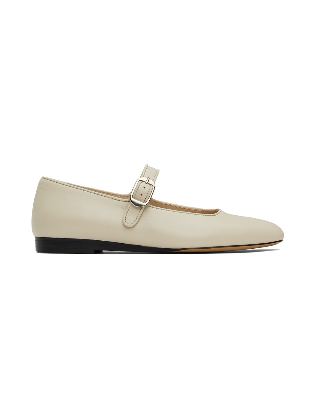 Off-White Leather Mary Jane Ballerina Flats - 1