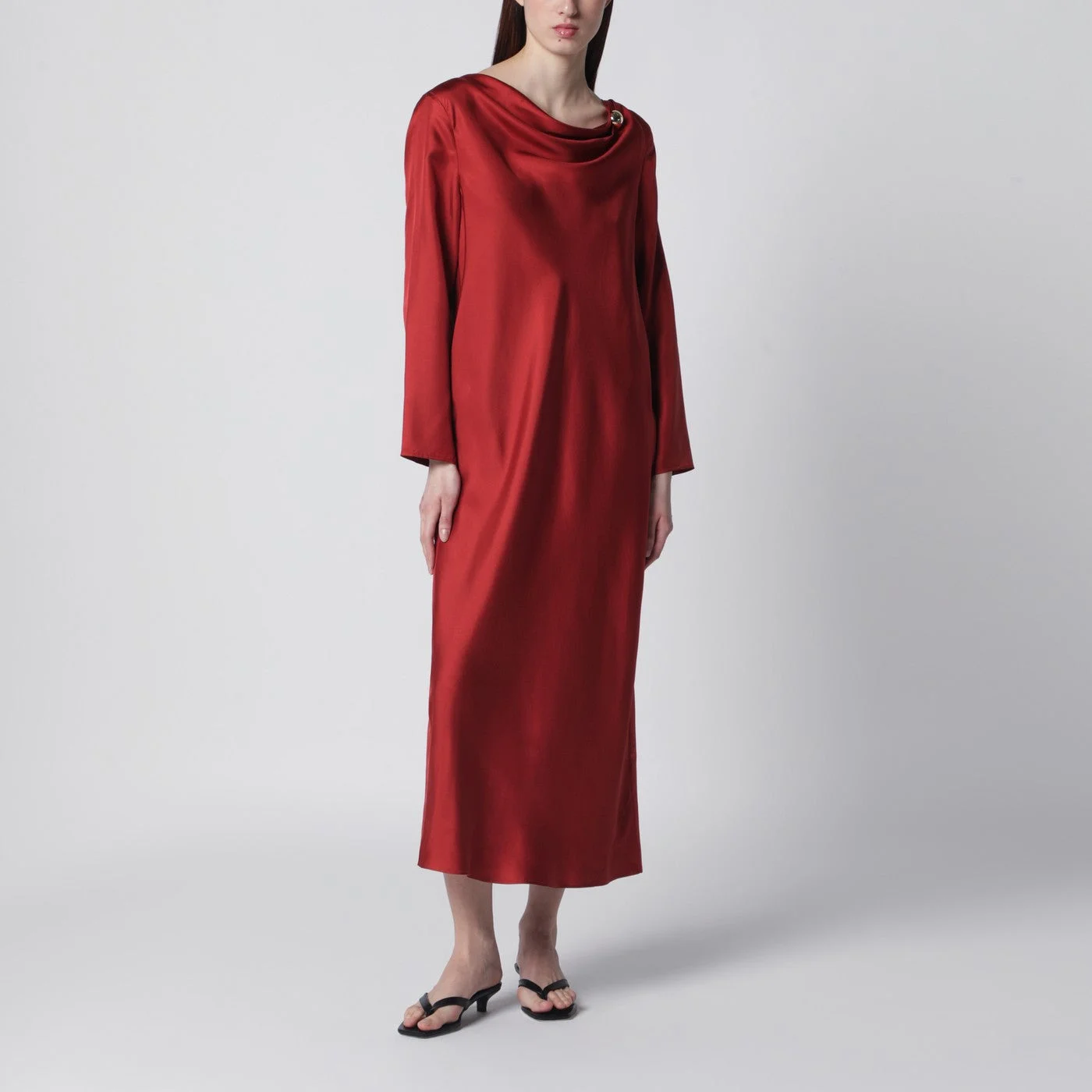 Zoya dress in red silk twill - 1