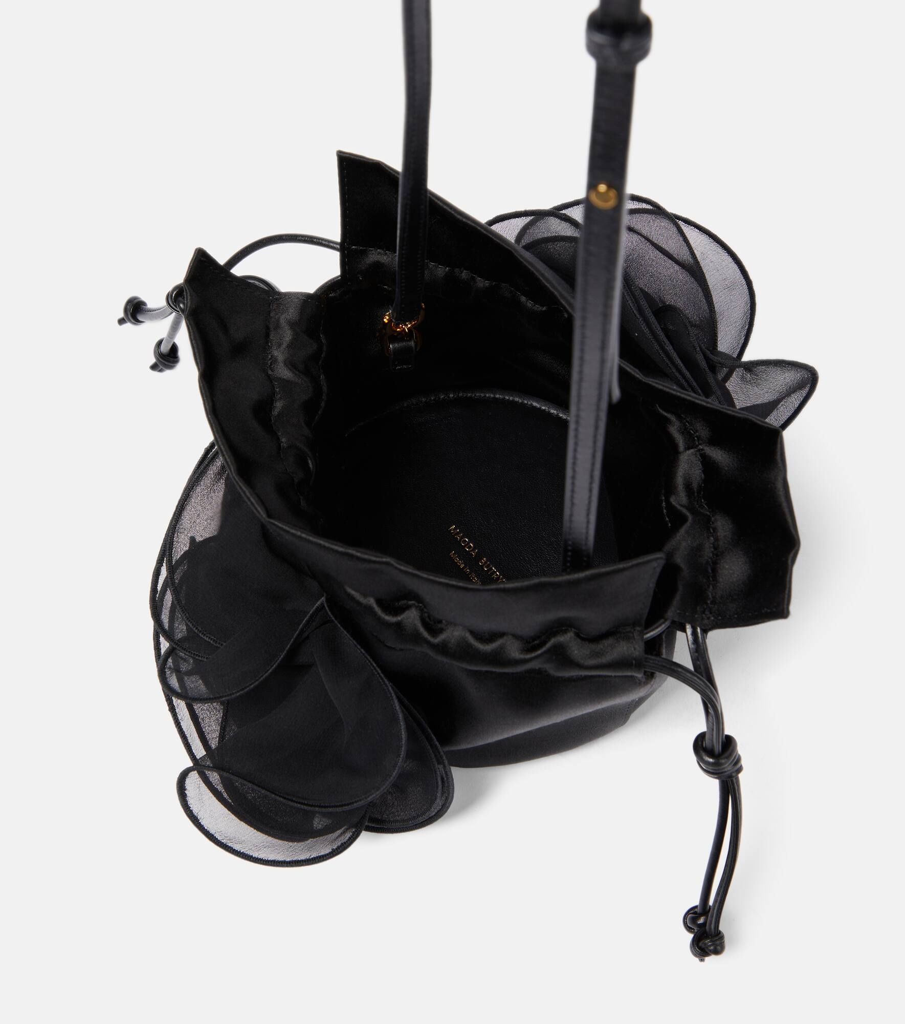Magda Small floral-appliqué silk bucket bag - 3