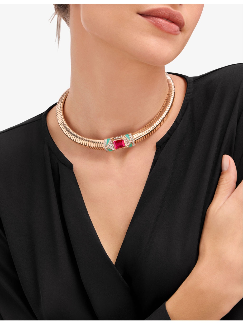Bvlgari Tubogas 18ct rose-gold and 1.58ct brilliant cut-diamond necklace - 2