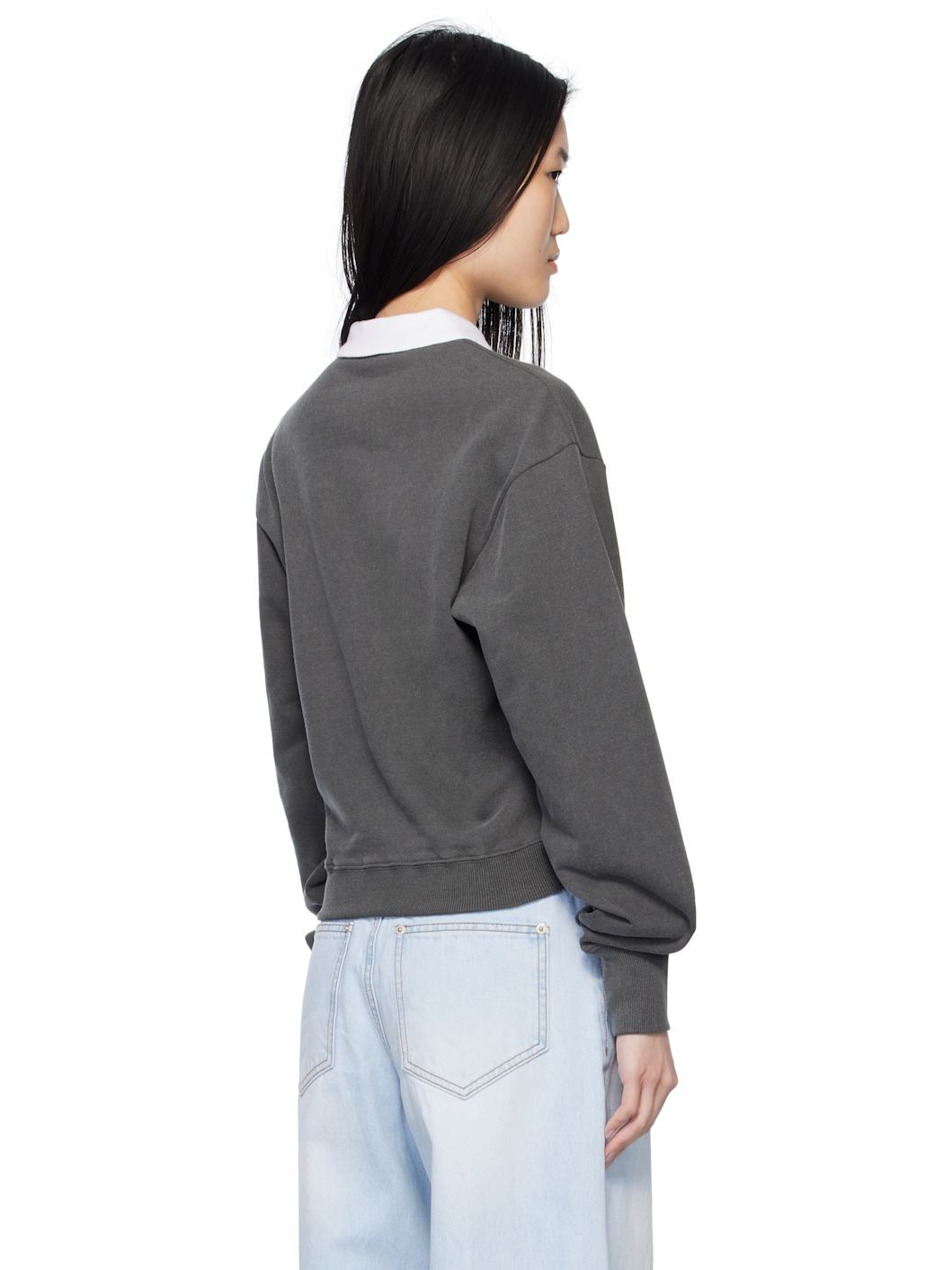 Gray Standard Collar Sweatshirt - 3