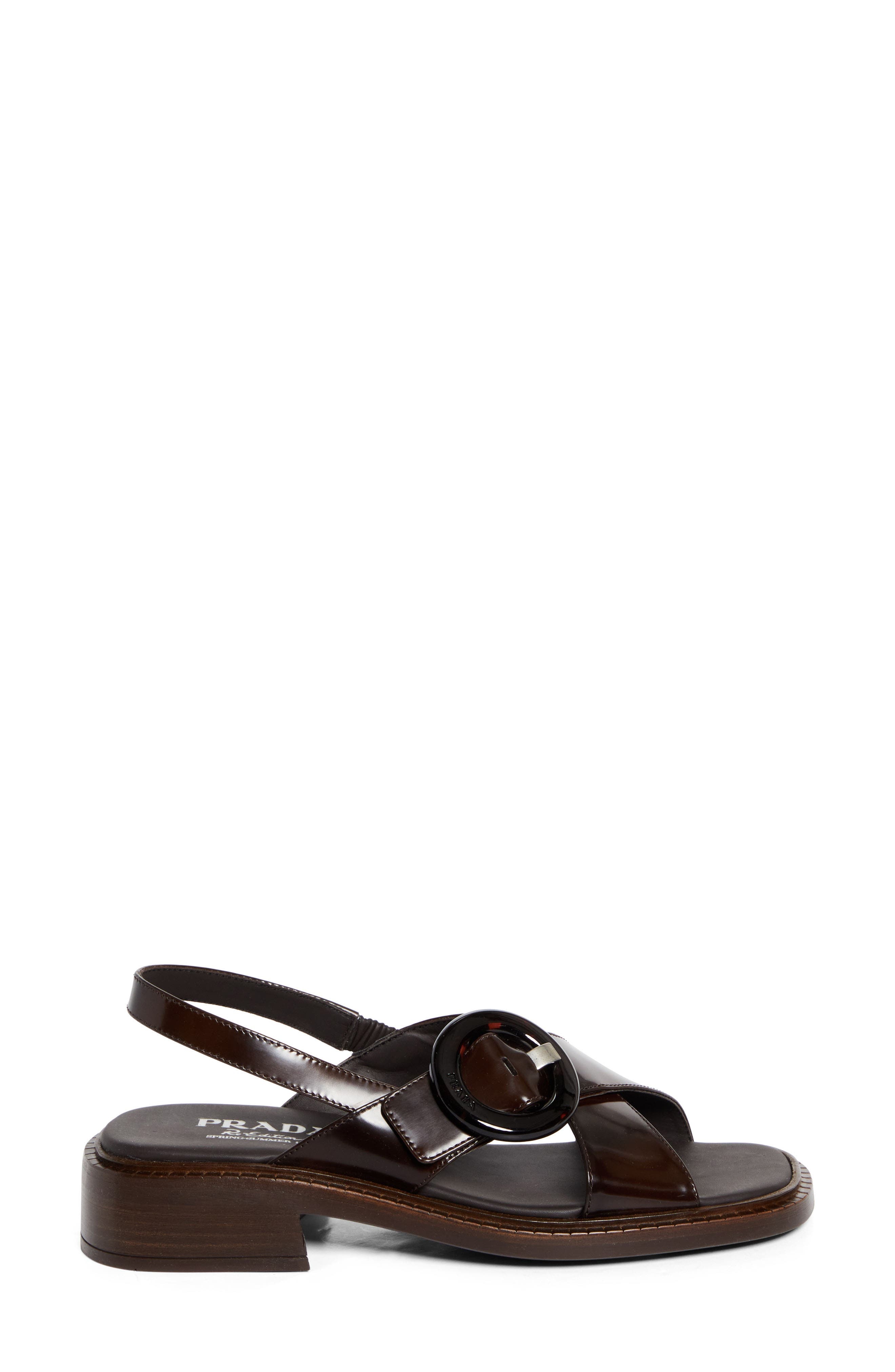 Prada Crisscross Calfskin Leather Sandal in Bruciato at Nordstrom - 3
