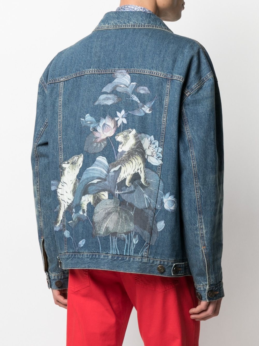 floral-print cotton denim jacket - 4