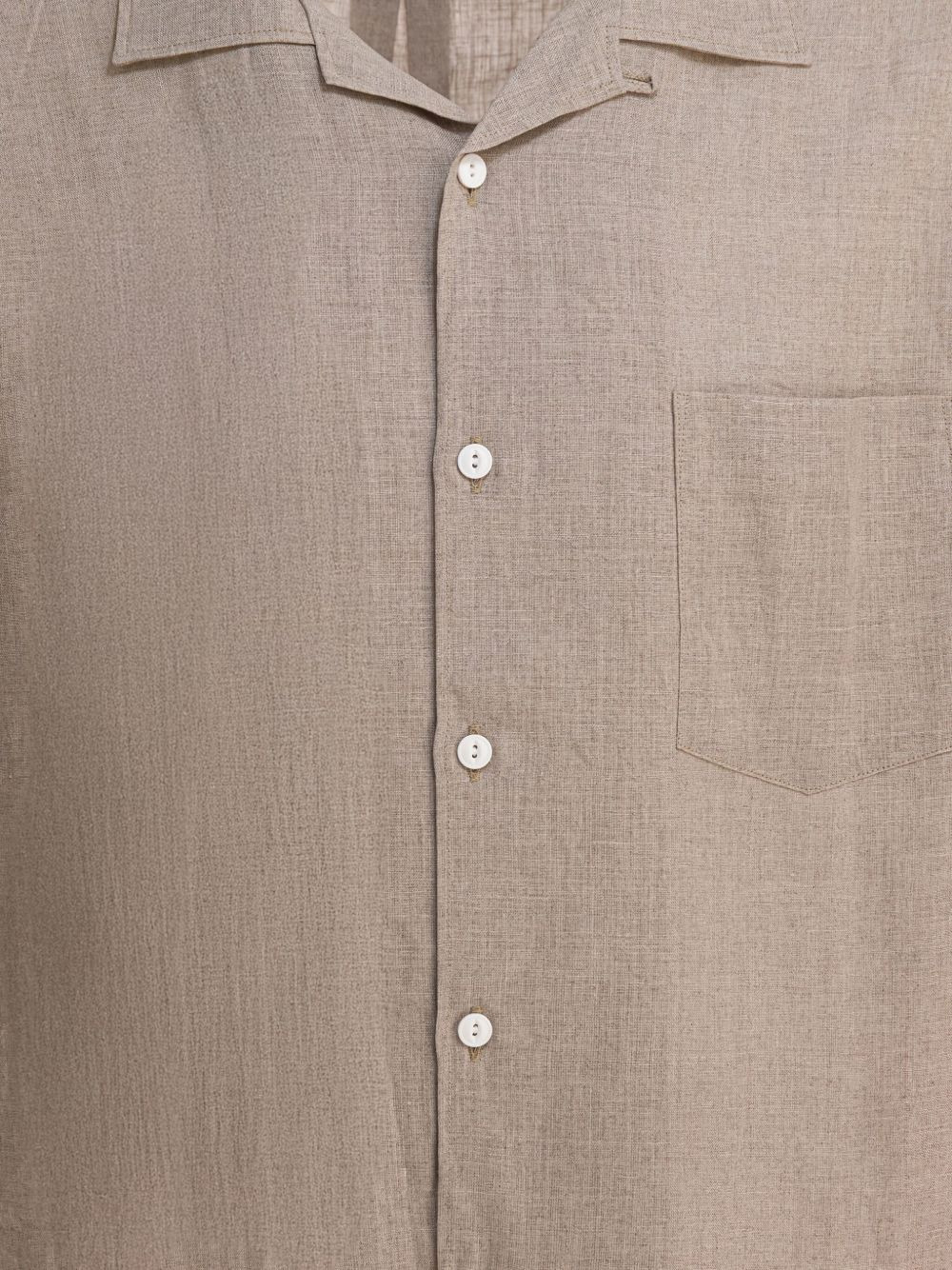 revere-collar linen shirt - 3