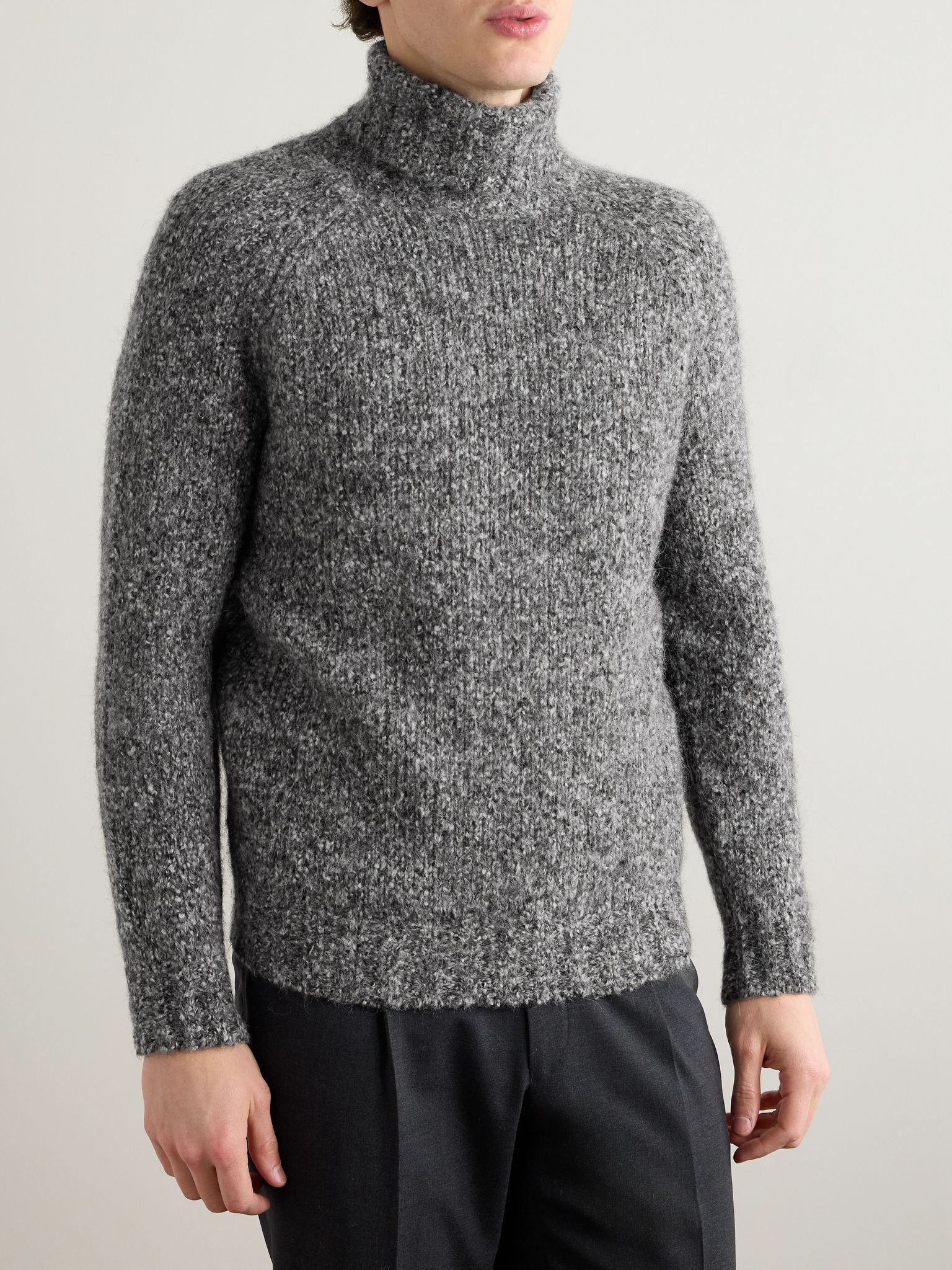 Ribbed Alpaca-Blend Rollneck Sweater Gray - 3