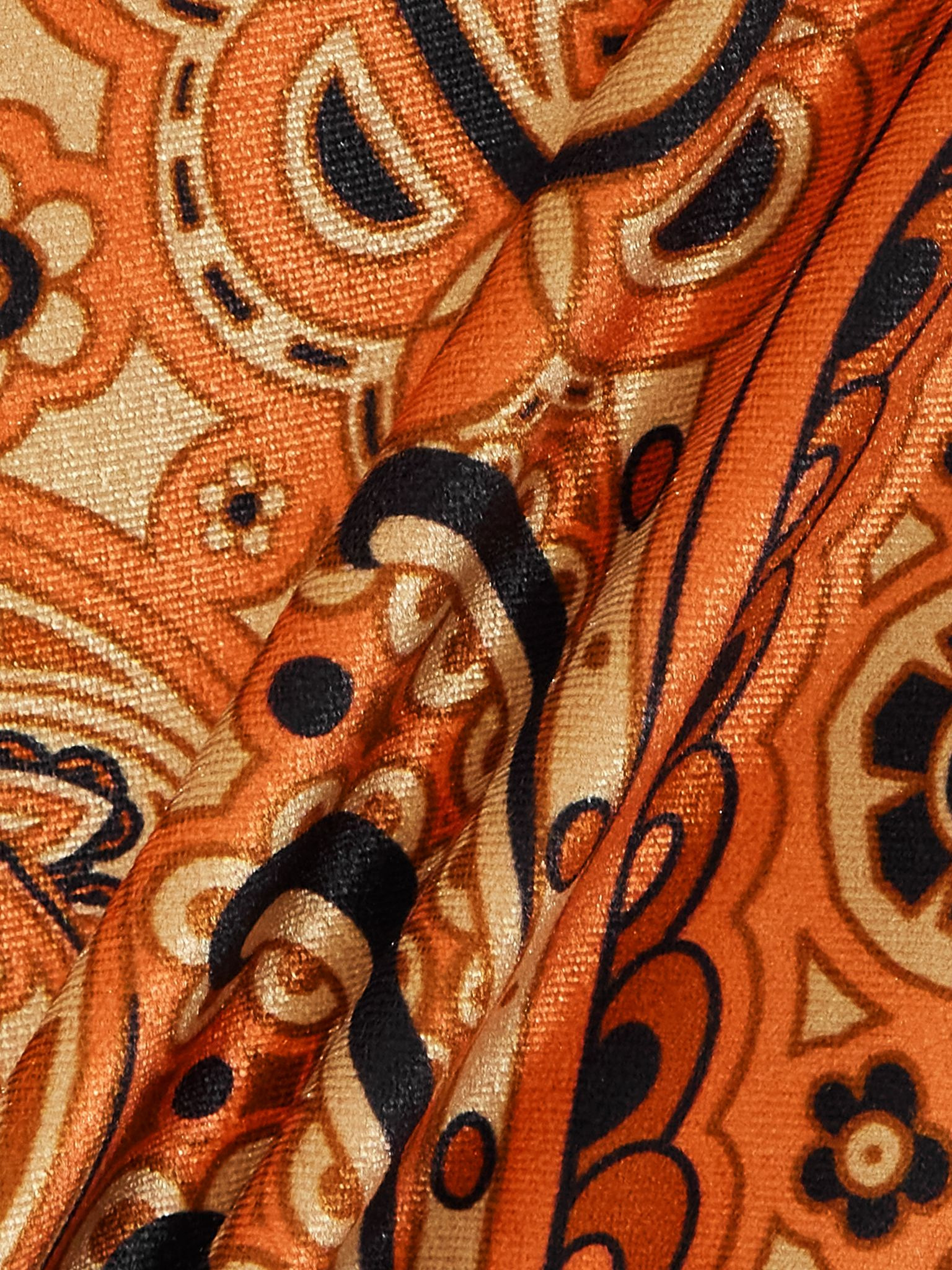 Paisley-print stretch-velvet flared pants Brown - 4