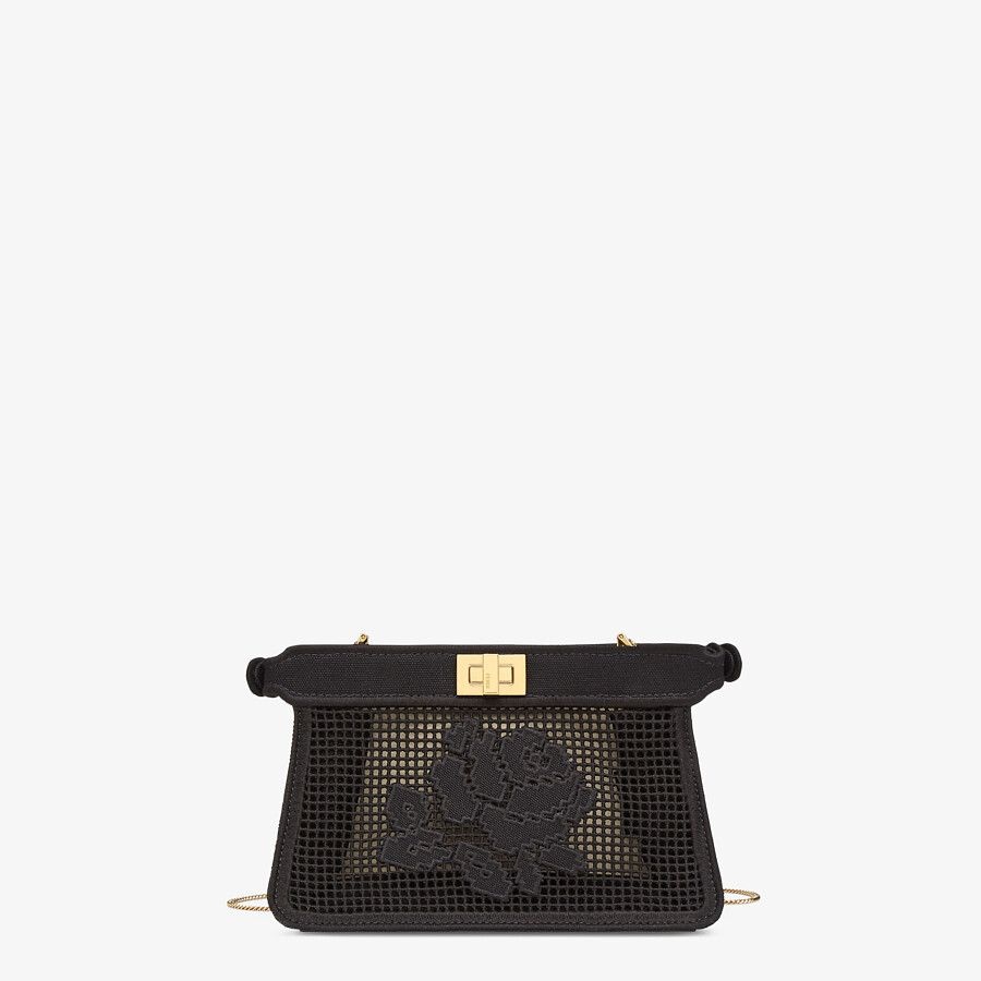 Black canvas bag with embroidery - 3