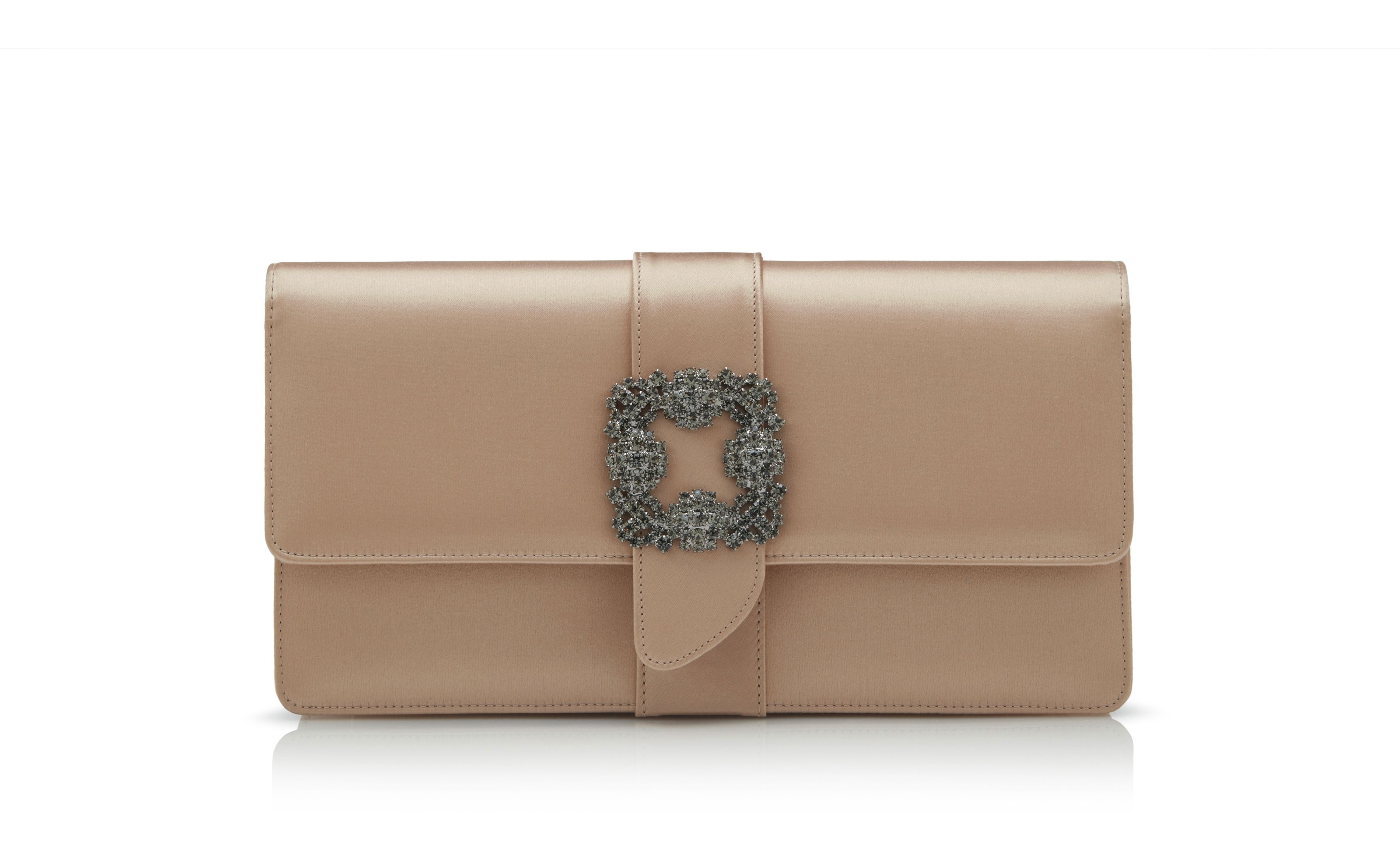 Blush Satin Jewel Buckle Clutch - 1