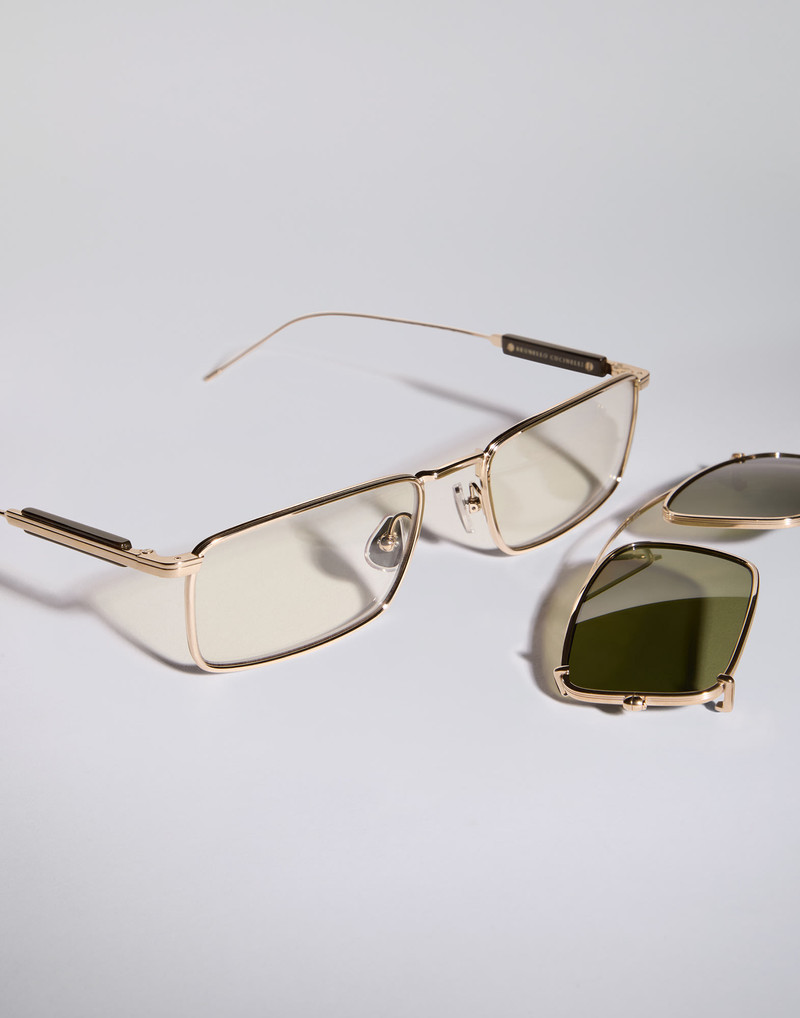 18k gold-plated titanium and horn frame with clip-on sun lens 3
