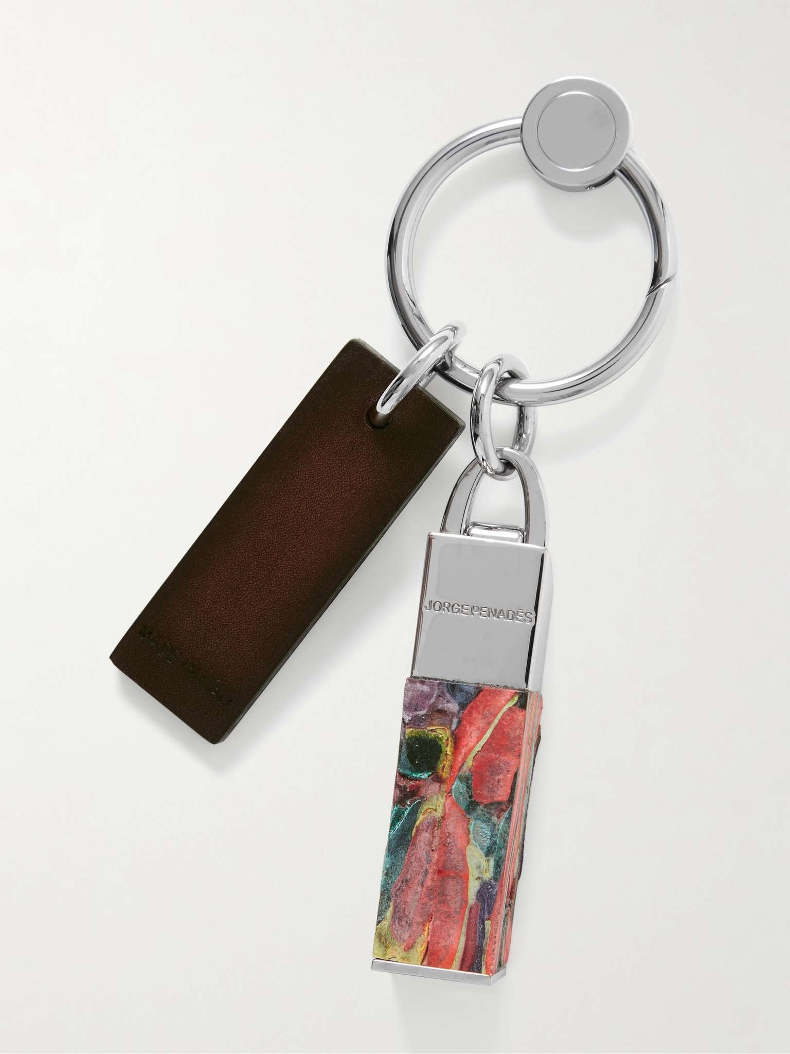 + Jorge Penadés Silver-Tone and Recycled Leather Key Fob - 3