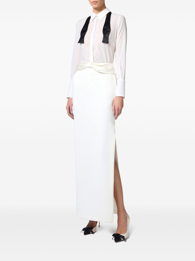 ELISABETTA FRANCHI bow-tie georgette shirt outlook