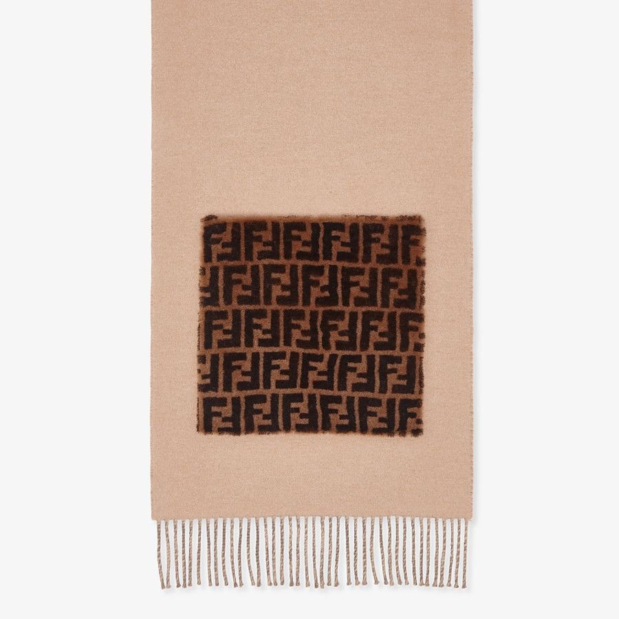 Beige wool and cashmere scarf - 1