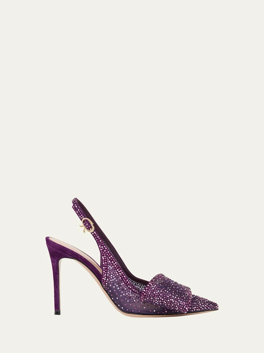 Crystal Organza Slingback Pumps - 1