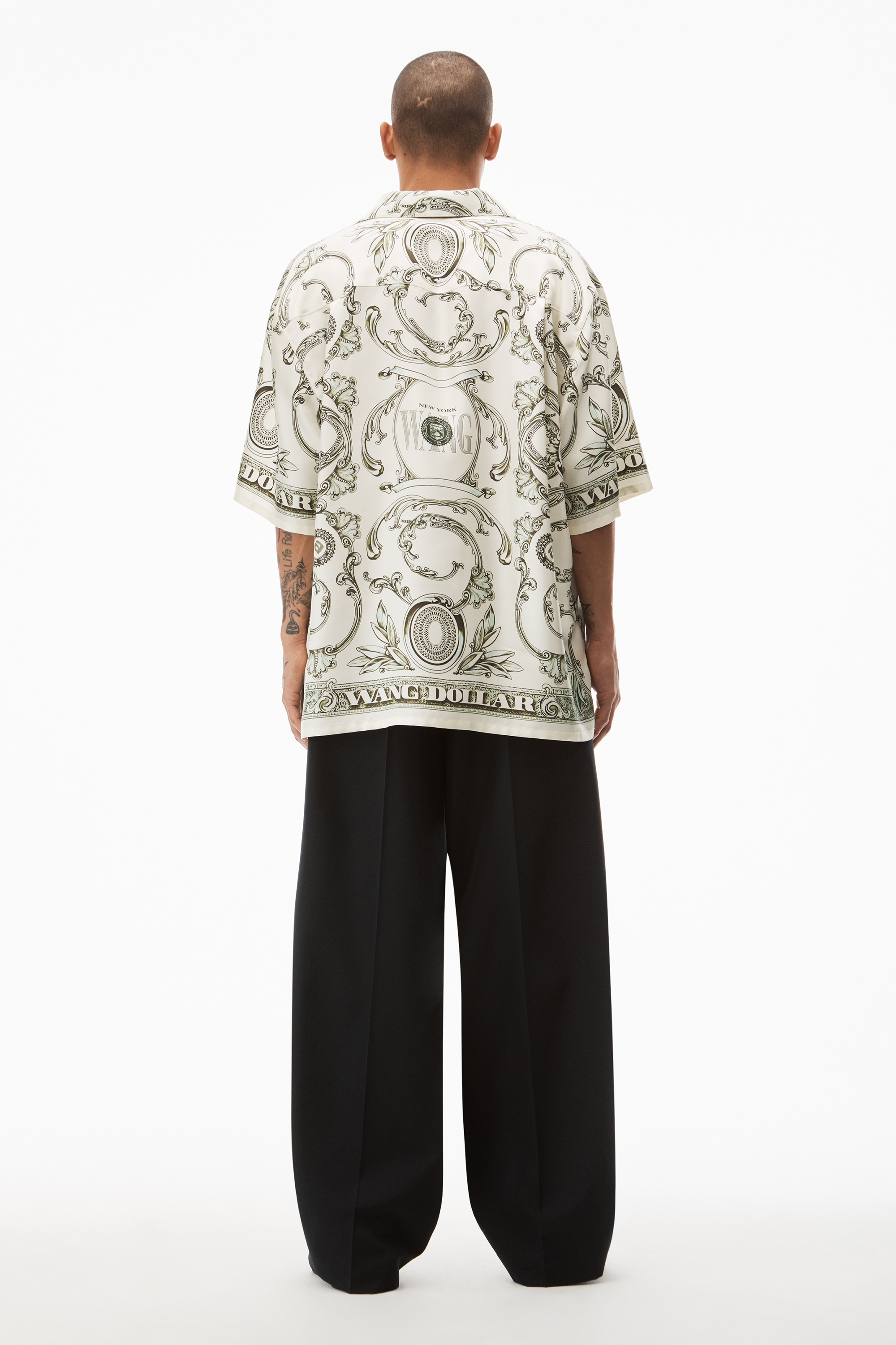 MONEY PRINT BUTTON DOWN IN SILK TWILL - 5