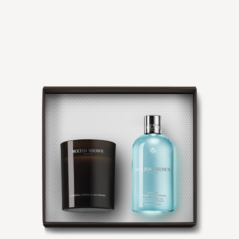 Coastal Cypress & Sea Fennel Signature Candle & Bath & Shower Gel Gift Set 1
