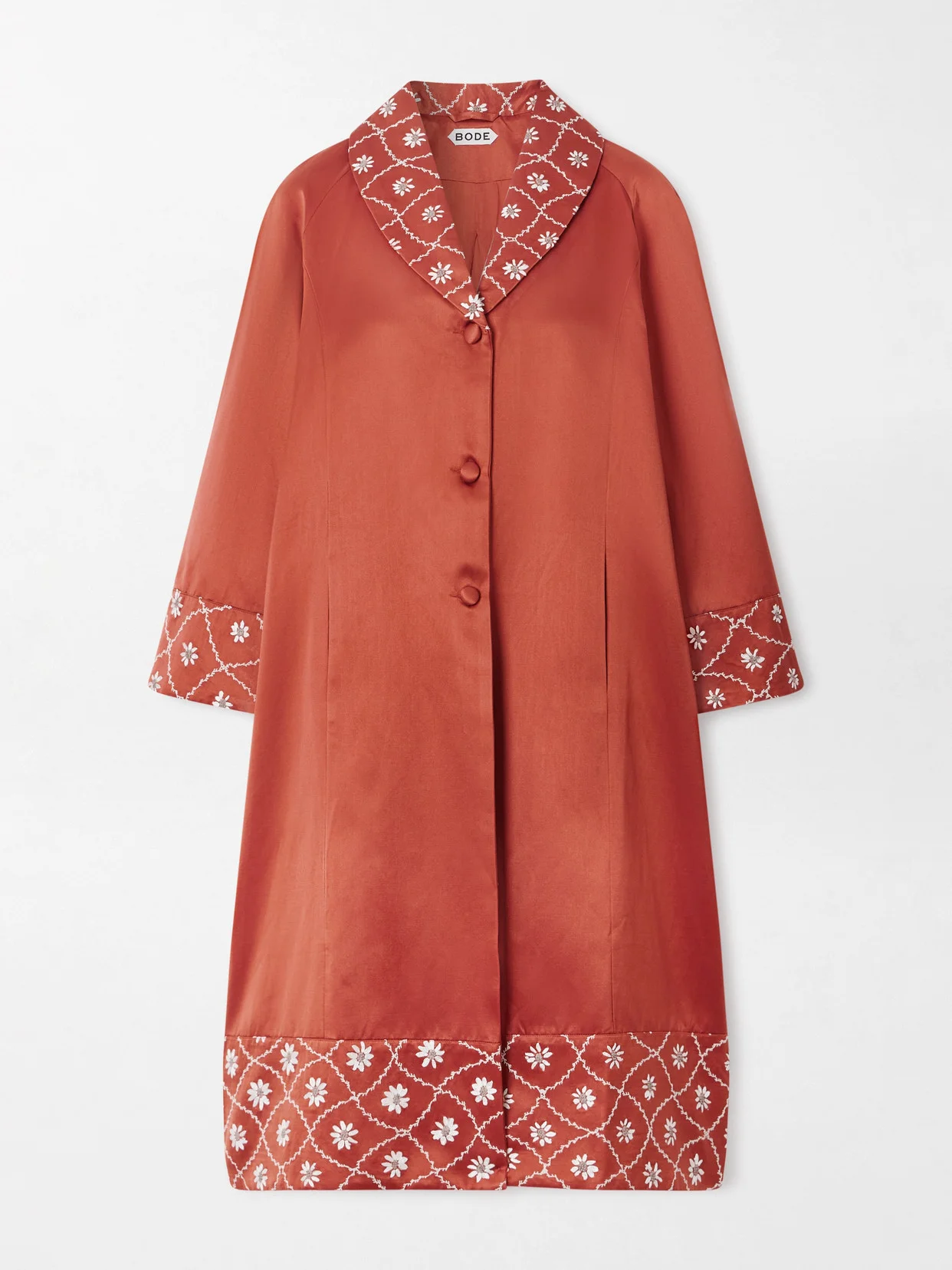 Embroidered Cotton And Silk-blend Coat - 1