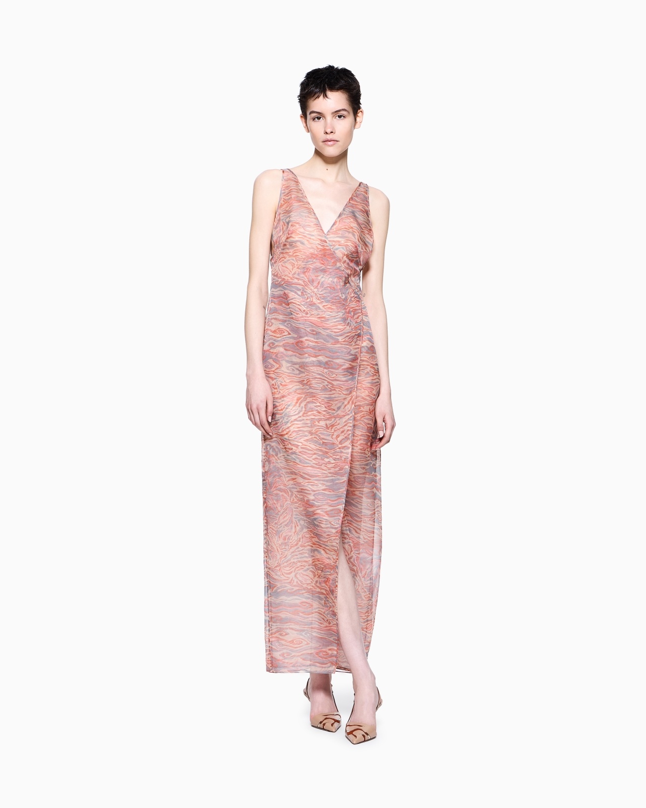 PRINTED SILK ORGANZA LONG DRESS - 2